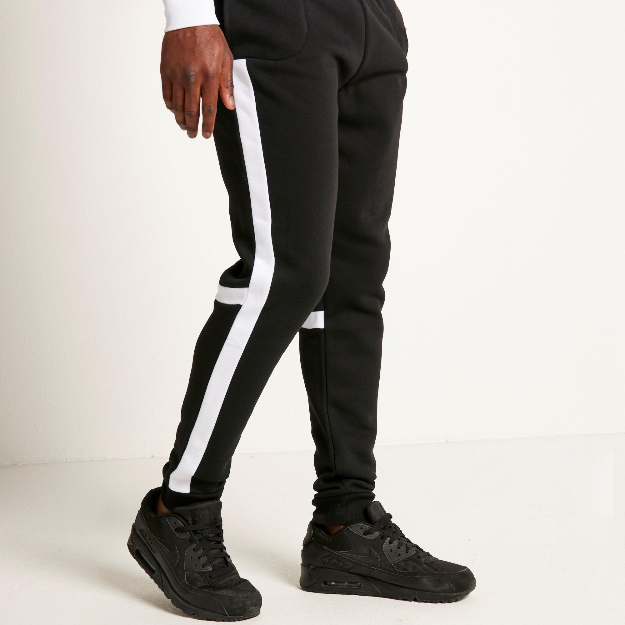 11 Degrees 11D Cut and Sew Regular Fit Joggers Black  White