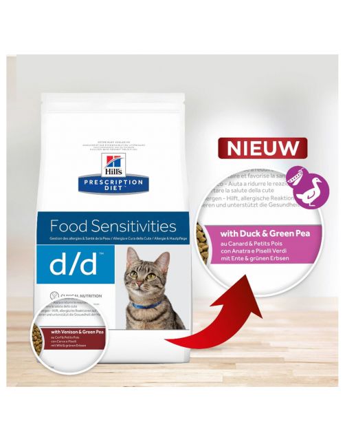 Hill's Prescription Diet D\/D Food Sensitivities Zak - Kattenvoer - Eend Erwt 1.5 kg
