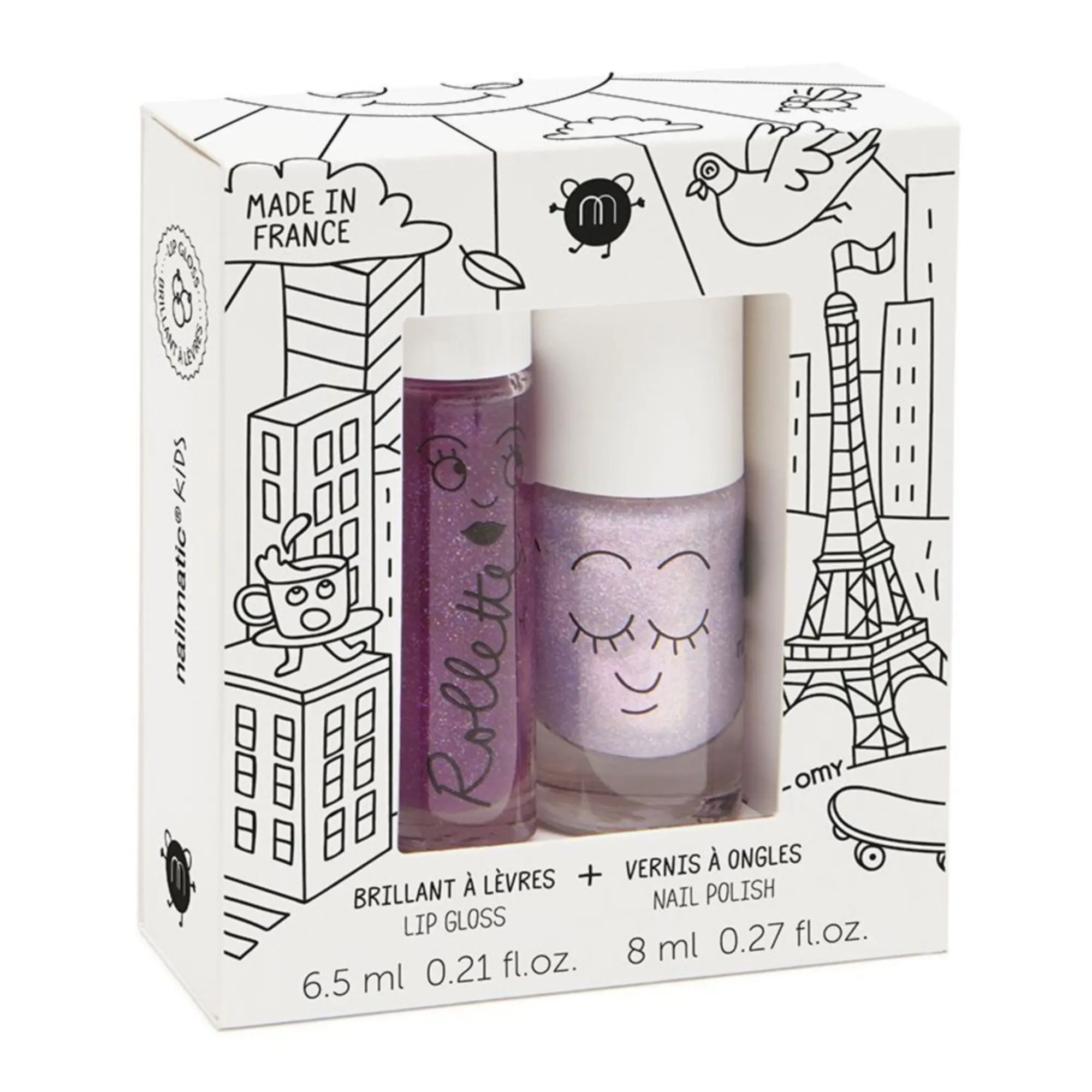 Nailmatic - Coffret Lovely City Vernis Elliot & Rollette Mûre- Coffret enfant