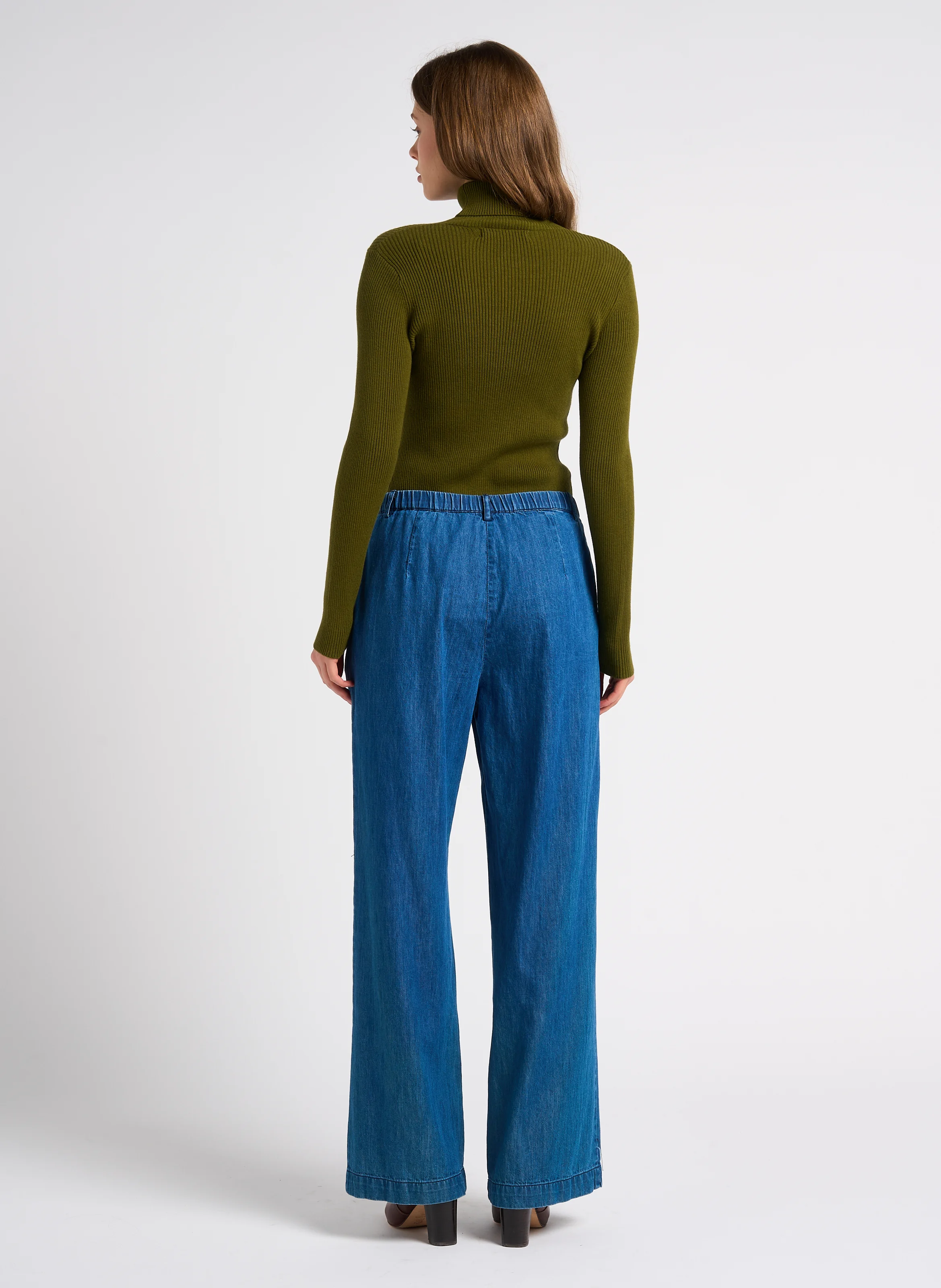 Pantalon large en coton | Bleu