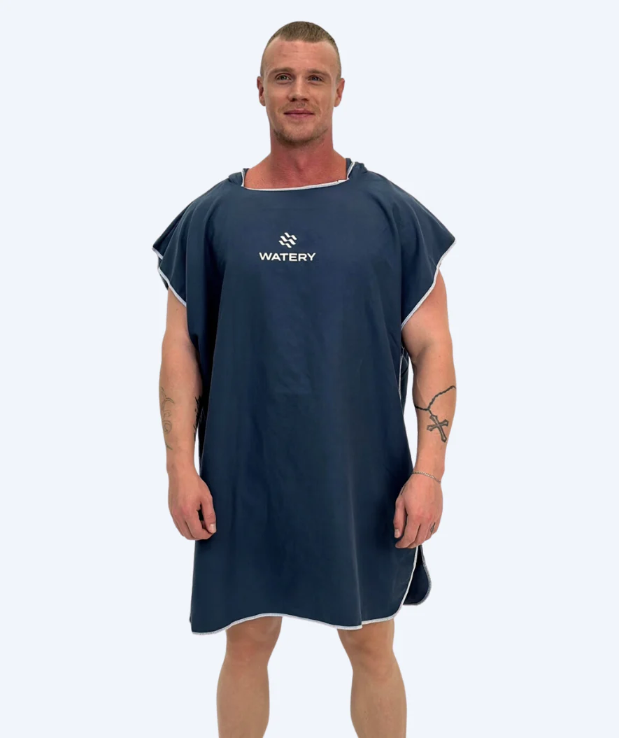 Watery badeponcho til voksne - Microfiber - Mørkeblå