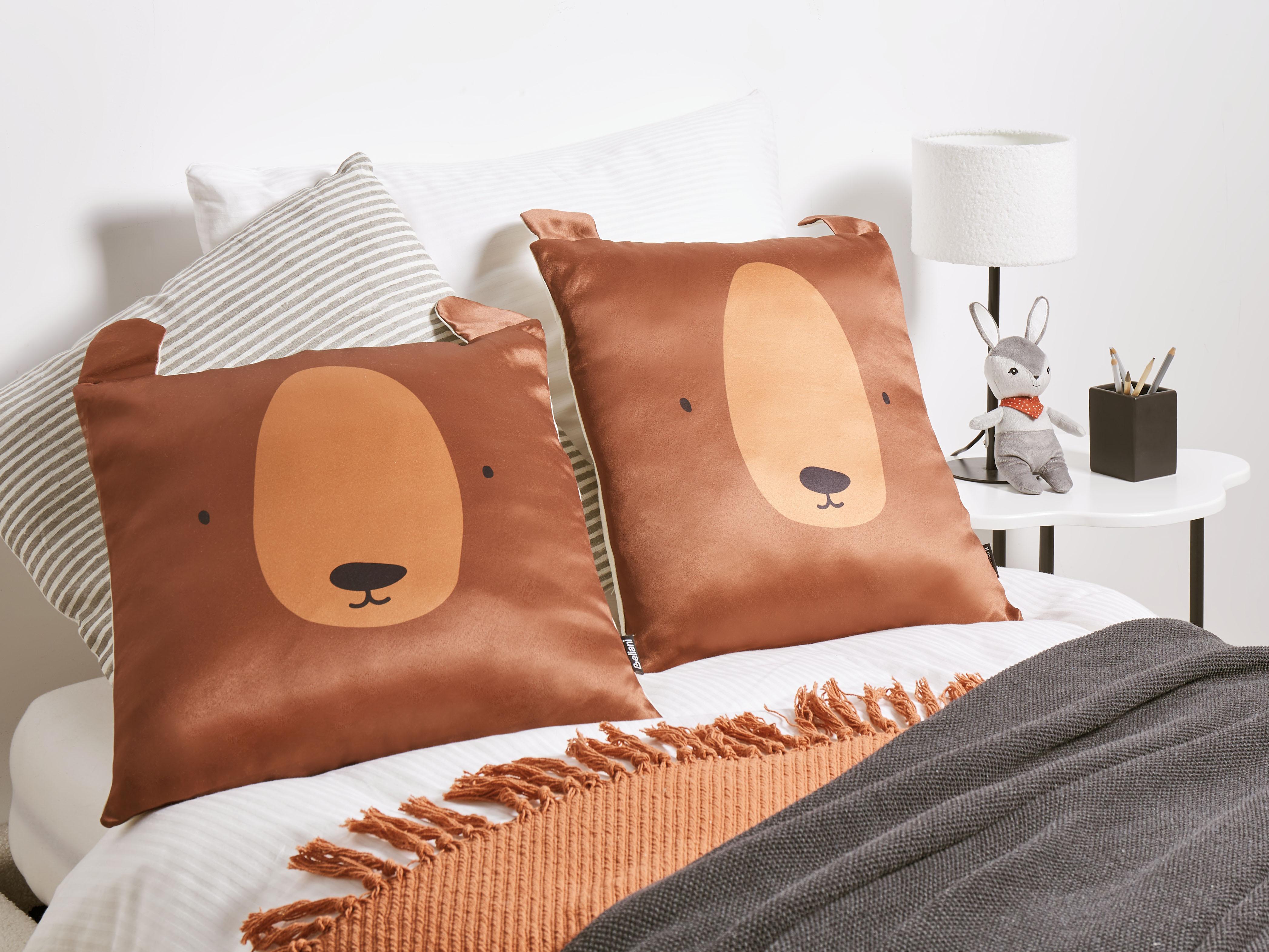 Set van 2 sierkussens TEDDYBEAR Katoen 45 x 45 cm Bruin