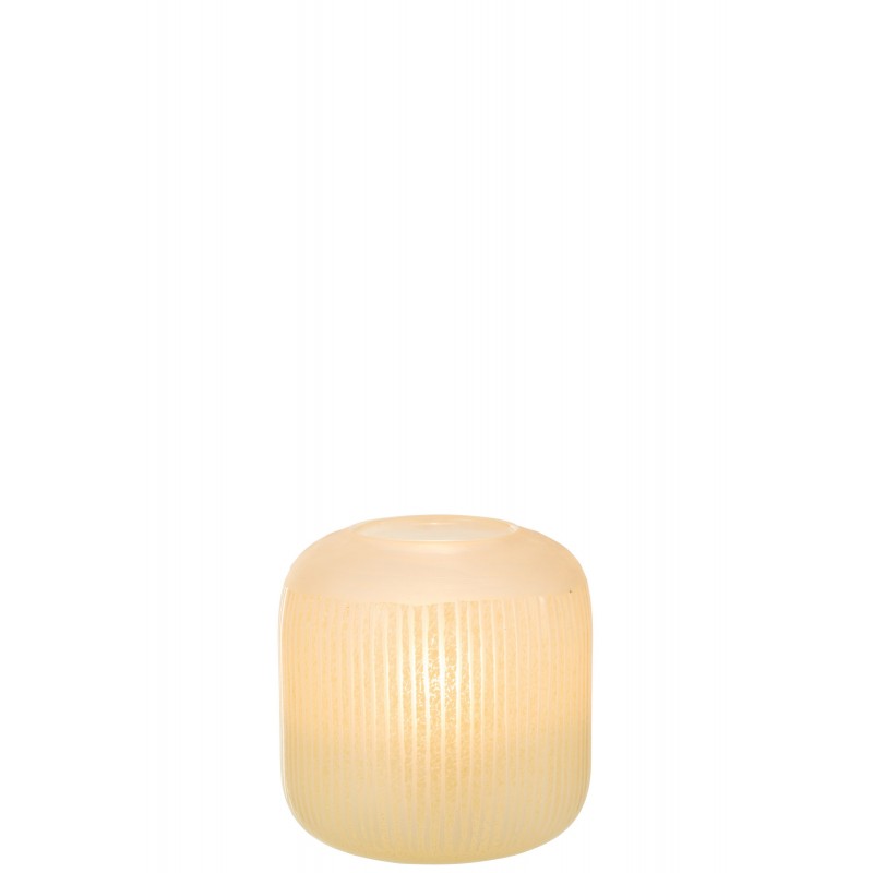 Vase avec lignes en verre jaune 17x17x16 cm