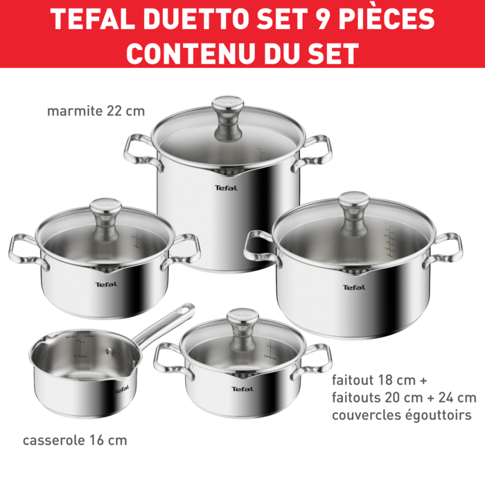Duetto On Batterie de cuisine 9 pièces