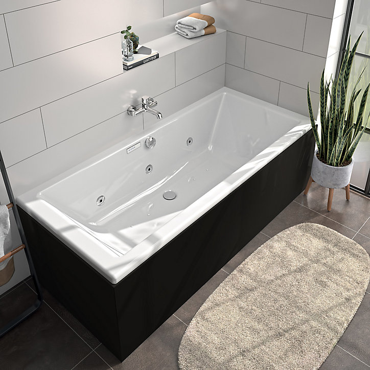 Tablier de baignoire noir Allibert Fix'alu 180 x 80 cm