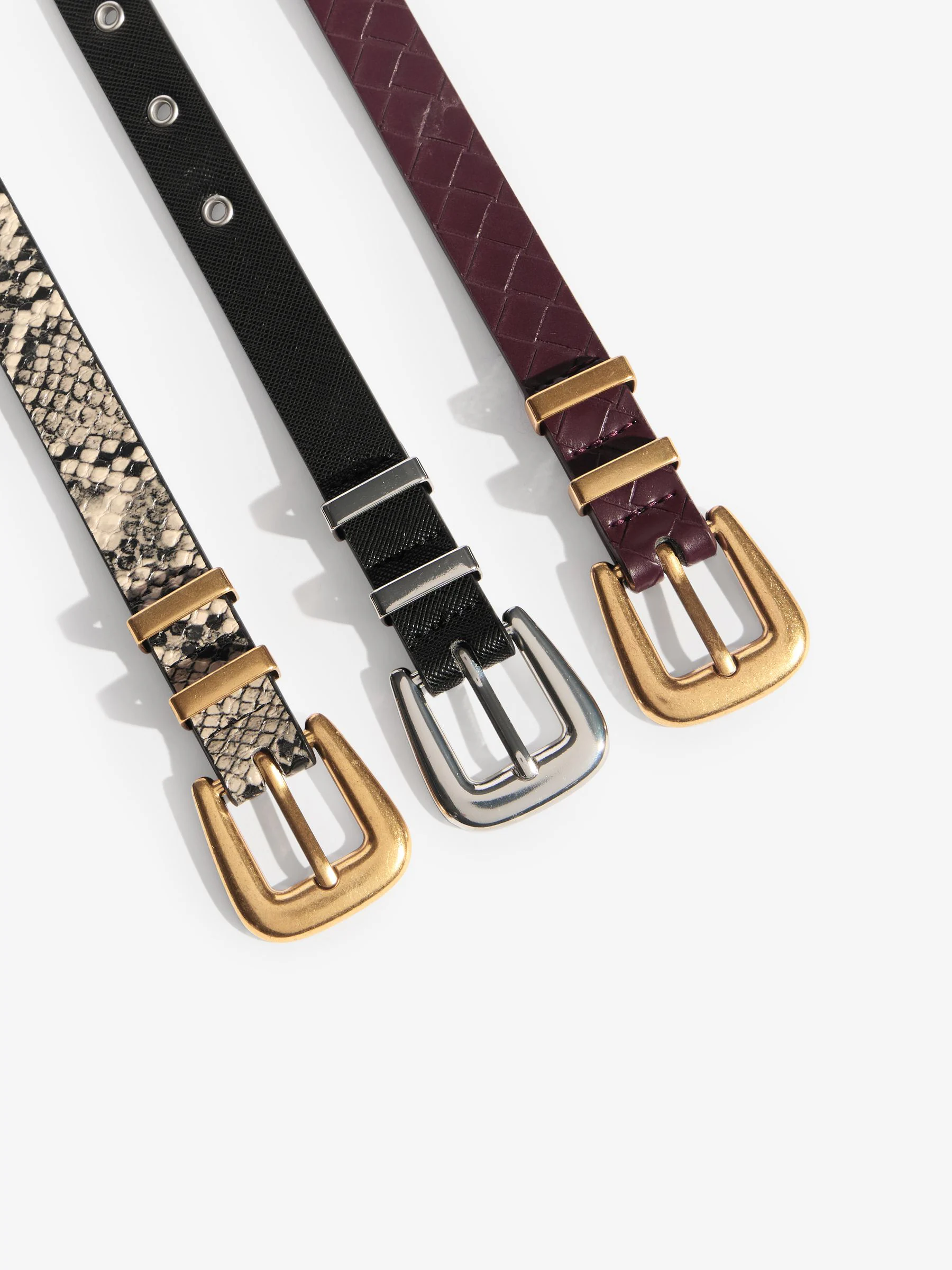 Snake Print, Burgandy and Black - Friends Like These Skinny Belts 3 Pack