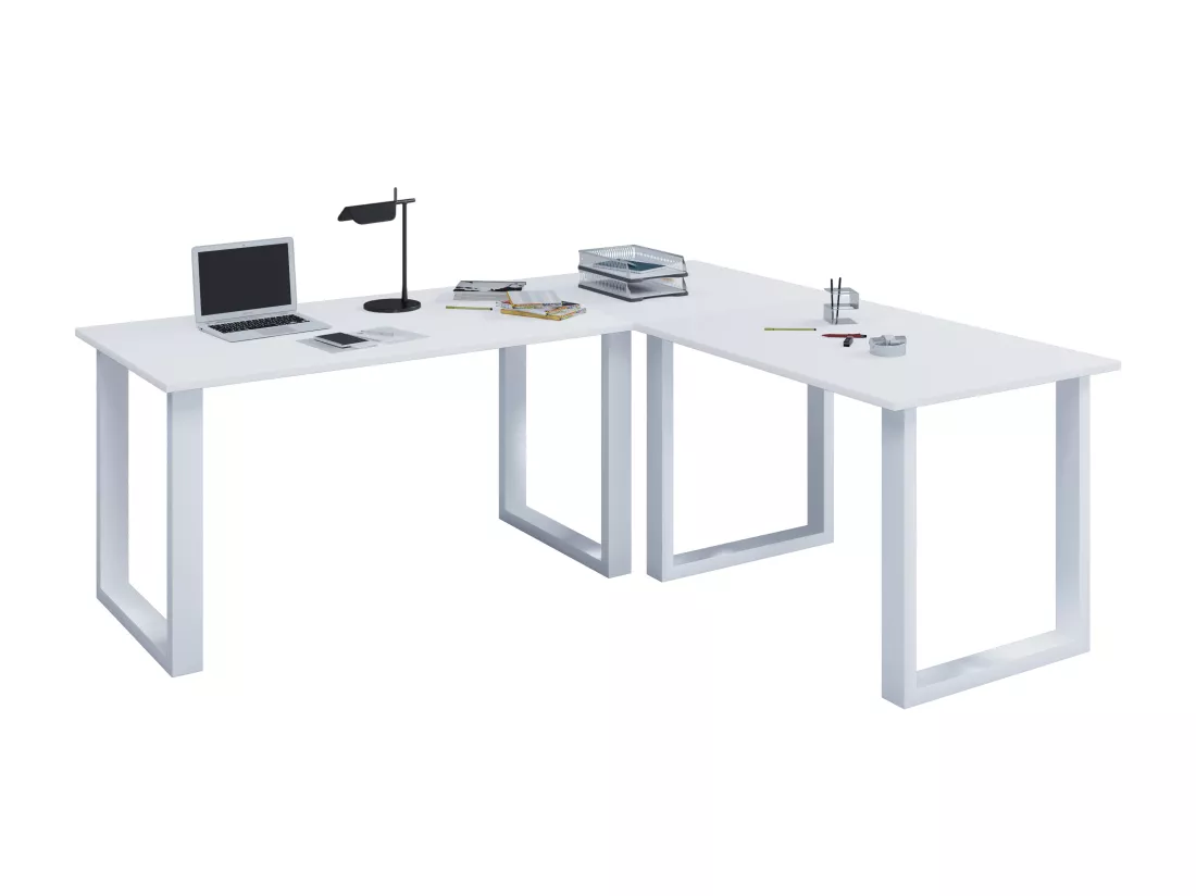 Bureau d'angle Lona 80 U Alu Blanc