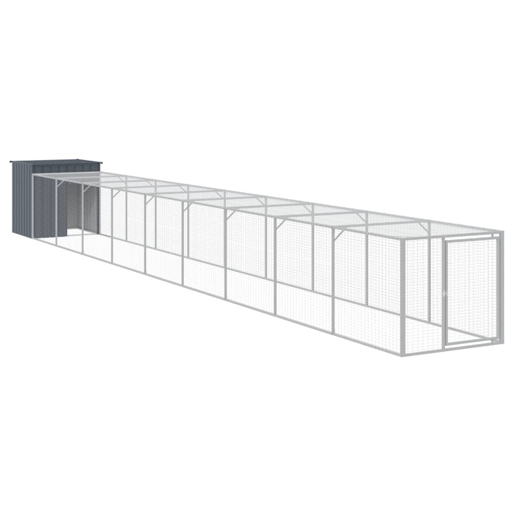Poulailler avec cour anthracite 110x1017x110 cm acier galvanisé