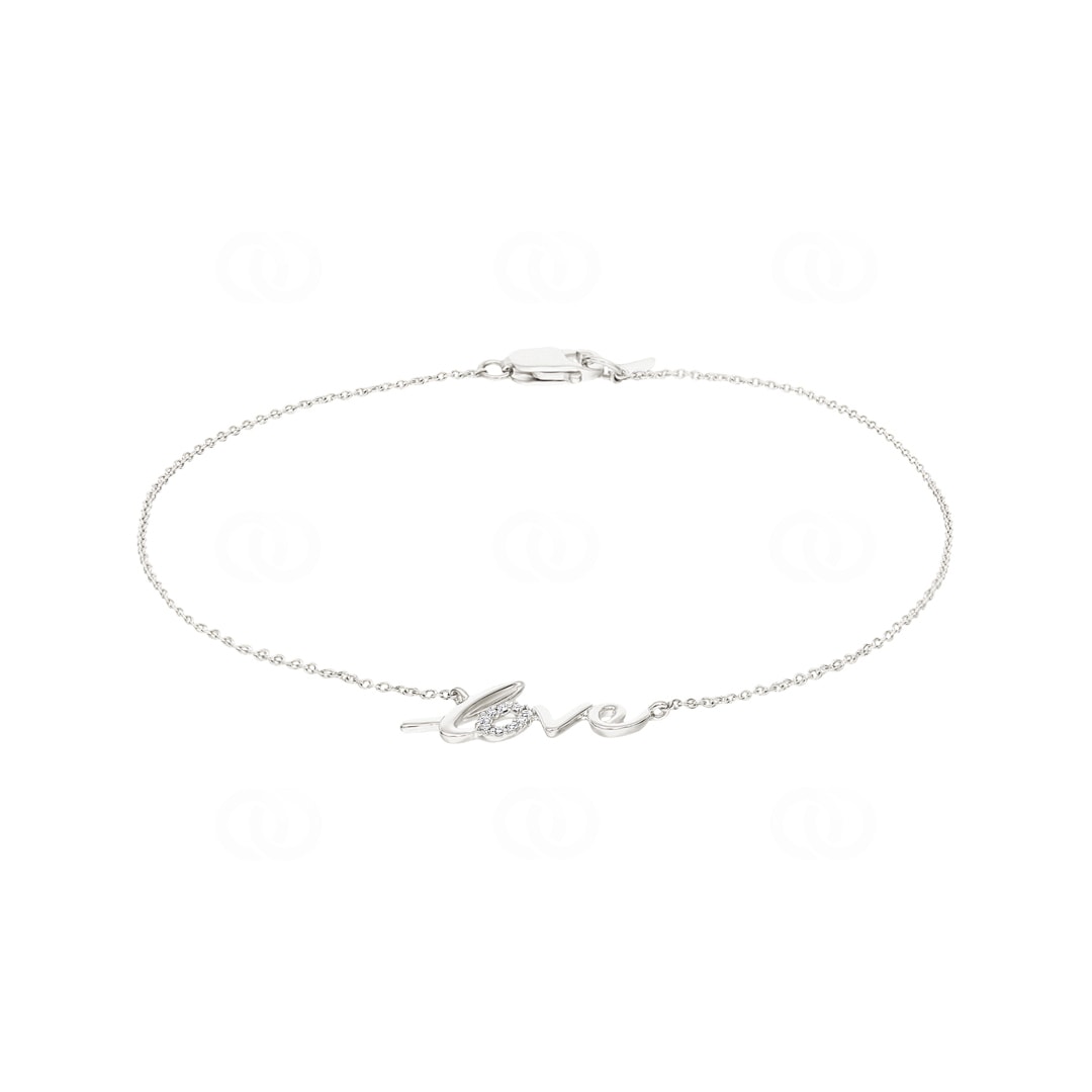 Armband 750/18 K Weissgold Love mit Diamanten 0.03 ct H/si