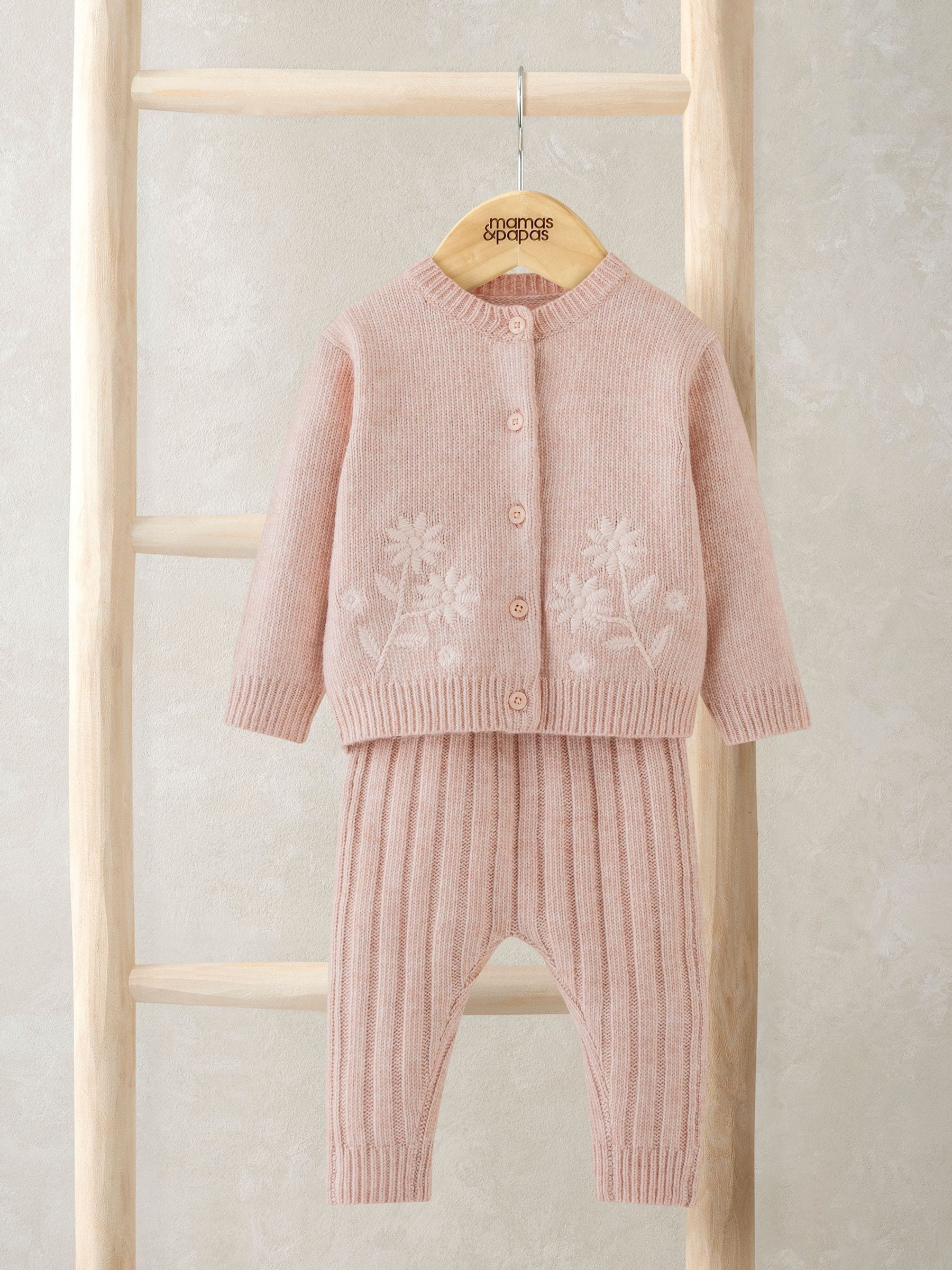 Mamas & Papas Floral Cardigan & Leggings Knit Set
