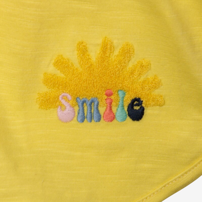 Combi short fille bretelles rayées jaune Catimini Jaune