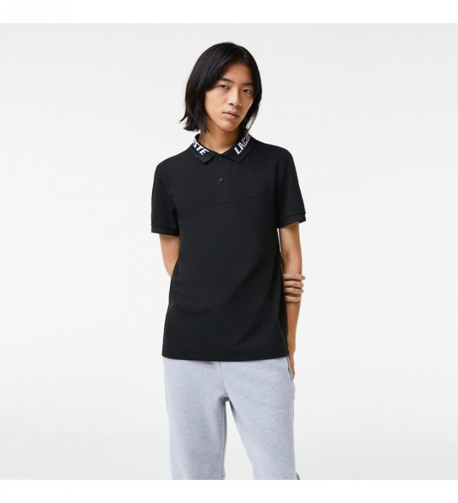 Camisa polo Lacoste Slim Fit em piqué elástico preto