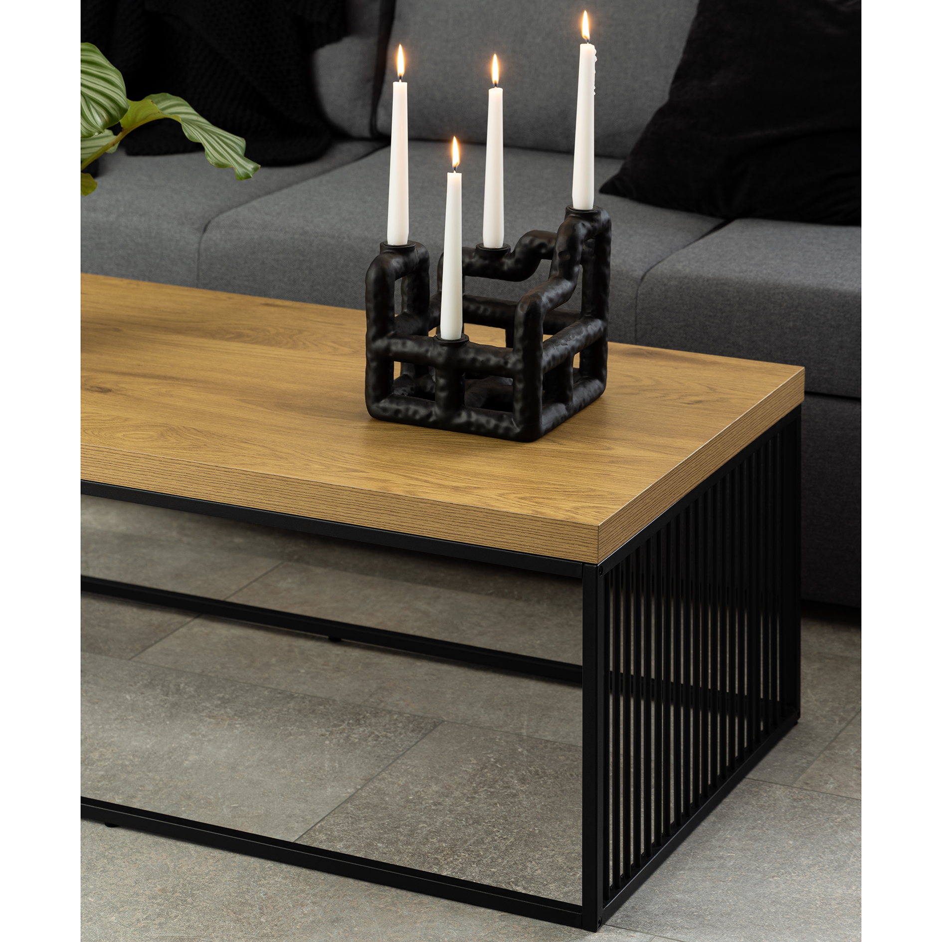 Couchtisch STRINGTON - Wildeiche- schwarz - 120 cm