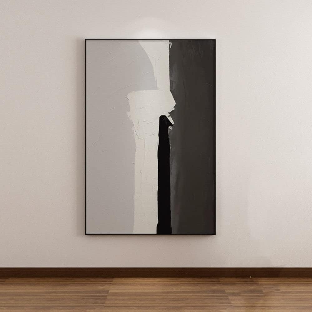 Ölbilder Auf Leinwand Handgemalt, Grau Weiß Schwarz Textur Kontrast Minimalistisch Moderne Abstrakte Kunstwerke Rahmenlose Handgemalte Ölgemälde Auf Leinwand Wandkunst Für Wohnzimmer Schlafzim