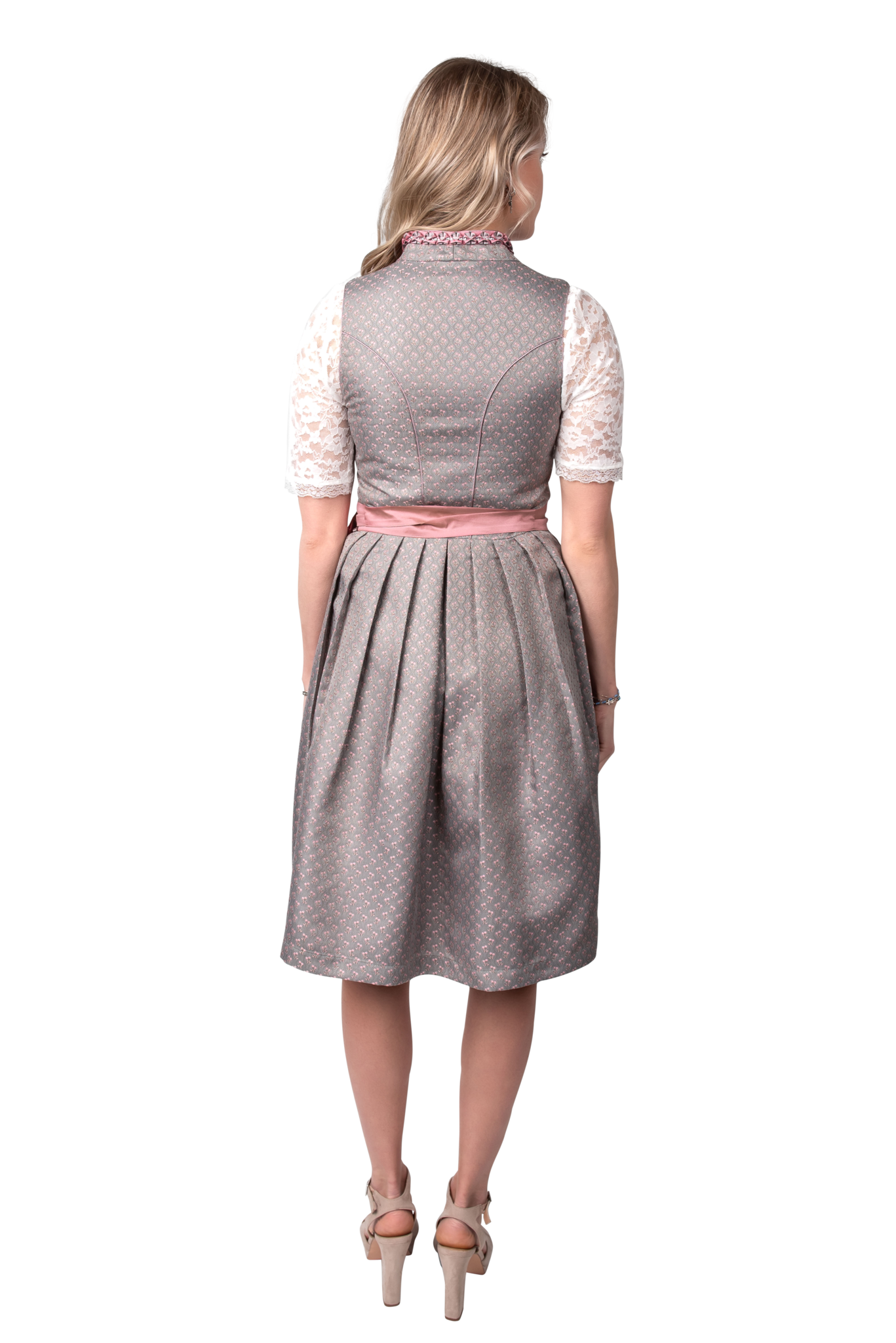 Grijze Dirndl Jurk Oktoberfest Roze Dames
