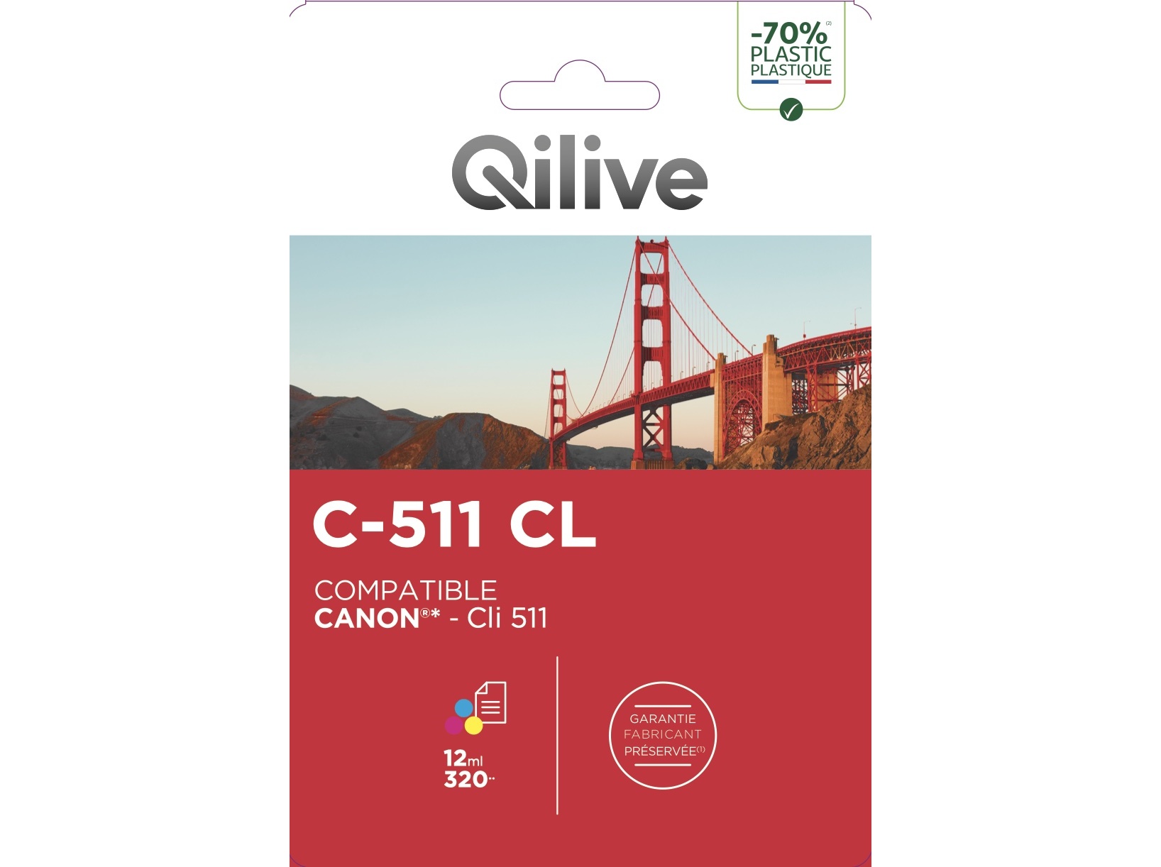 TINTEIRO COMPATIVEL QILIVE CANON CLI 511 CMY 12 ML