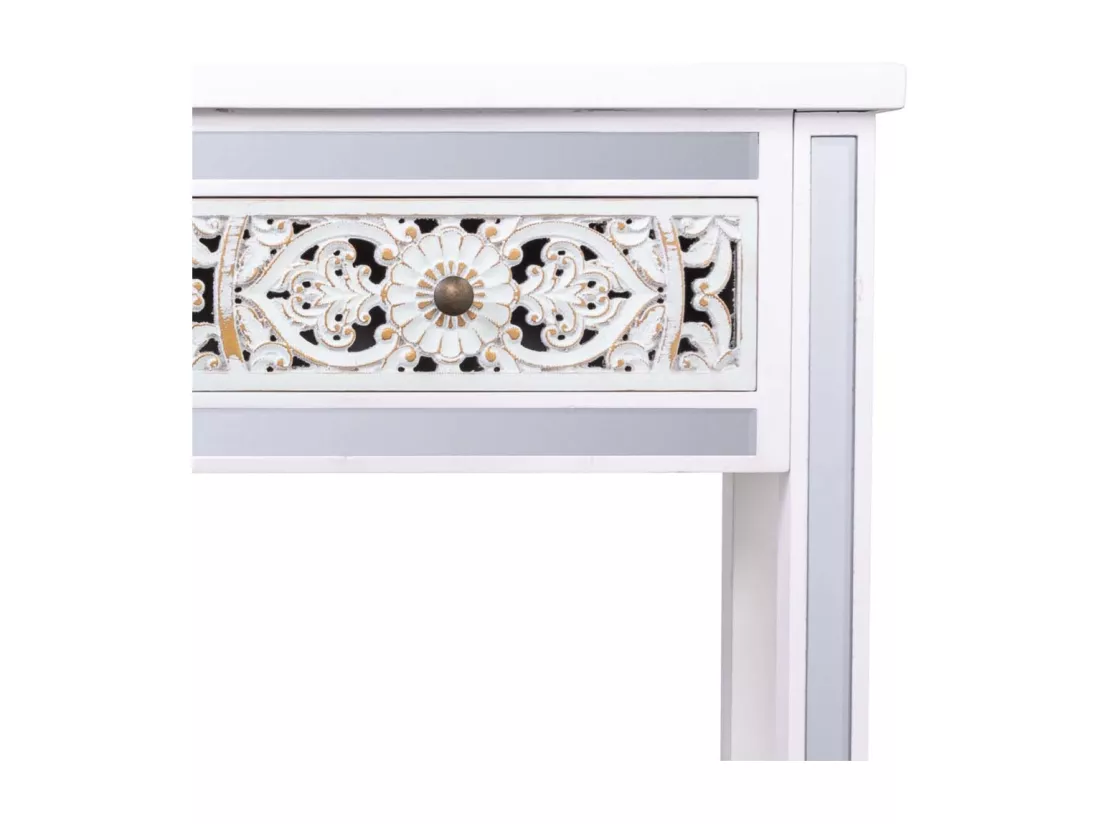 Récepteur en bois et en verre avec 2 tiroirs 95x26x80