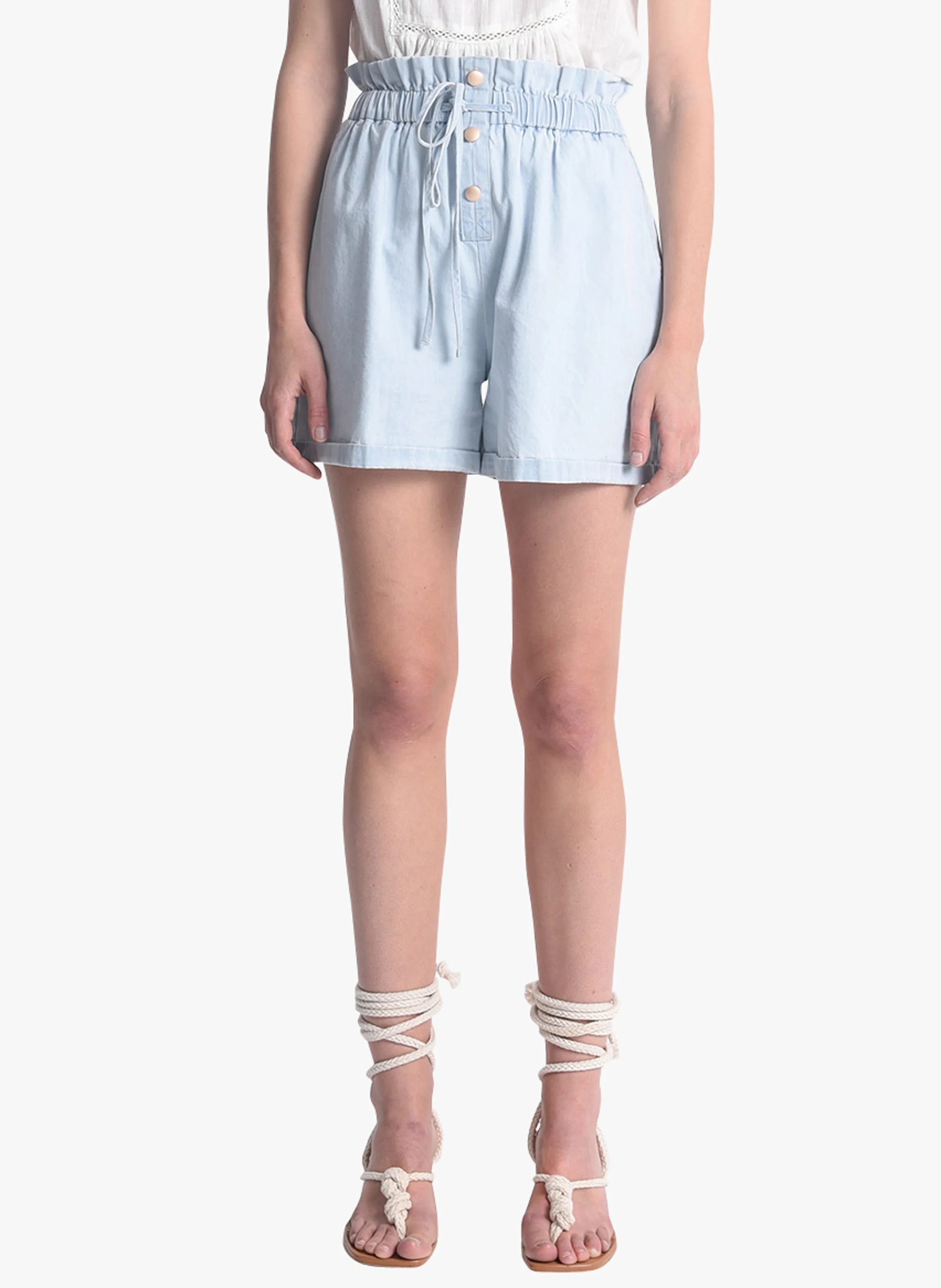 Shot taille haute en coton| Bleu