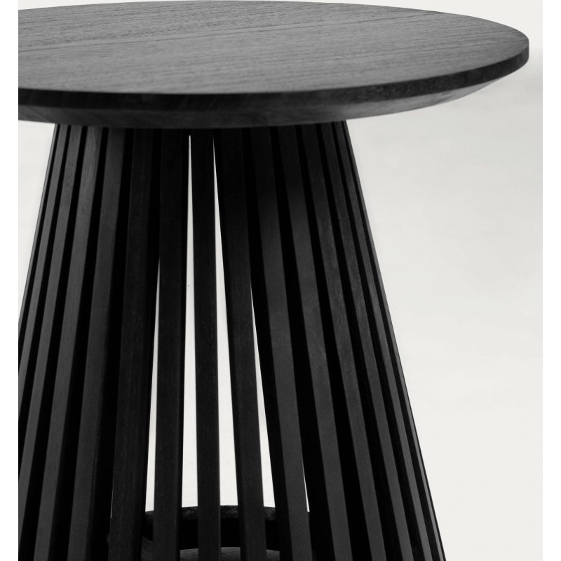 Table d’appoint Jeanette en bois de Mindy massif noir Ø 50 cm