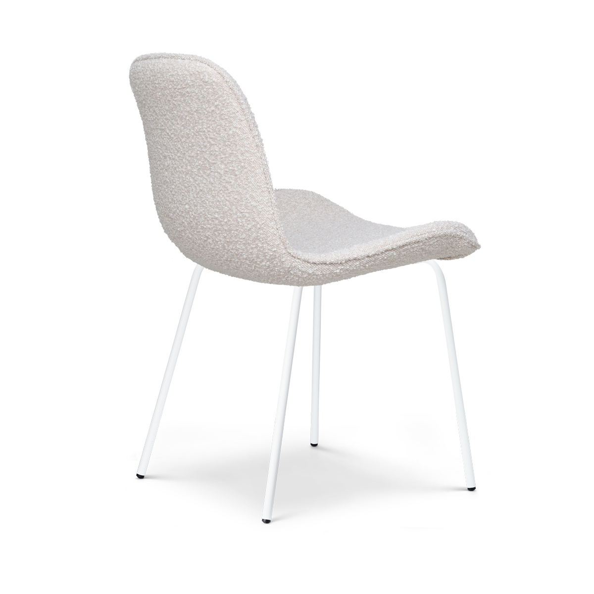 Eetkamerstoel Nora-Fé bouclé beige - wit onderstel