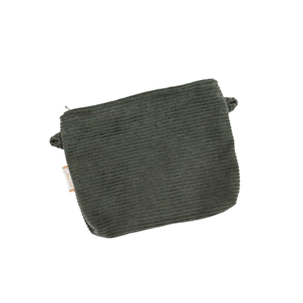Mini Pochette Tissu Velours Côtelé Kaki