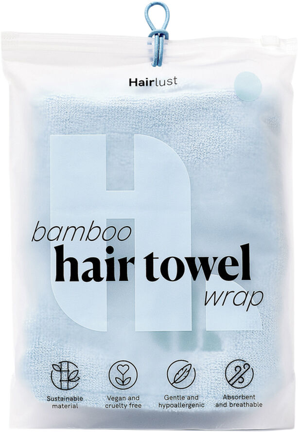 Hairlust Bamboo Hair Towel Wrap, Blue Blå