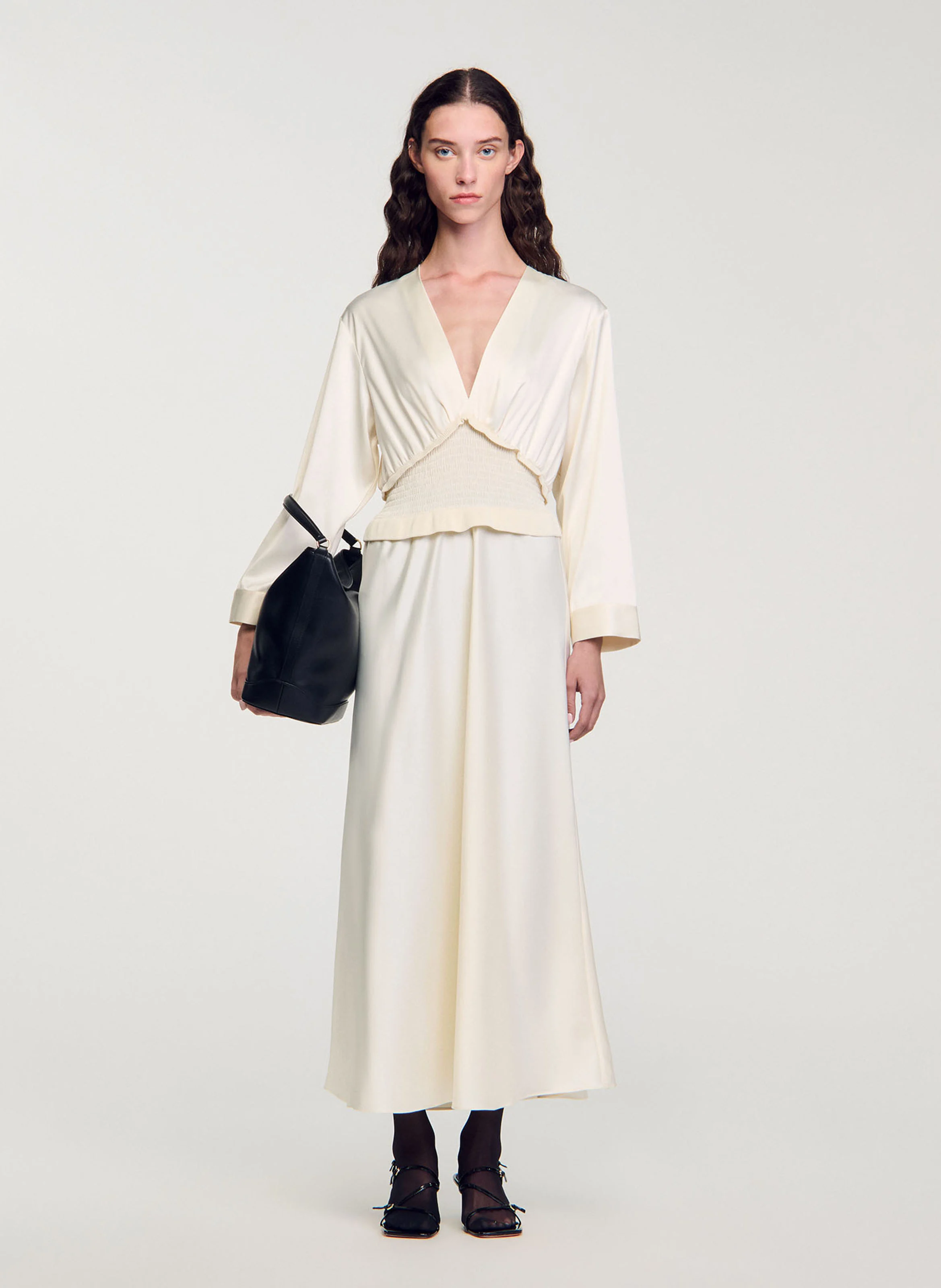 Robe longue satinée| Blanc