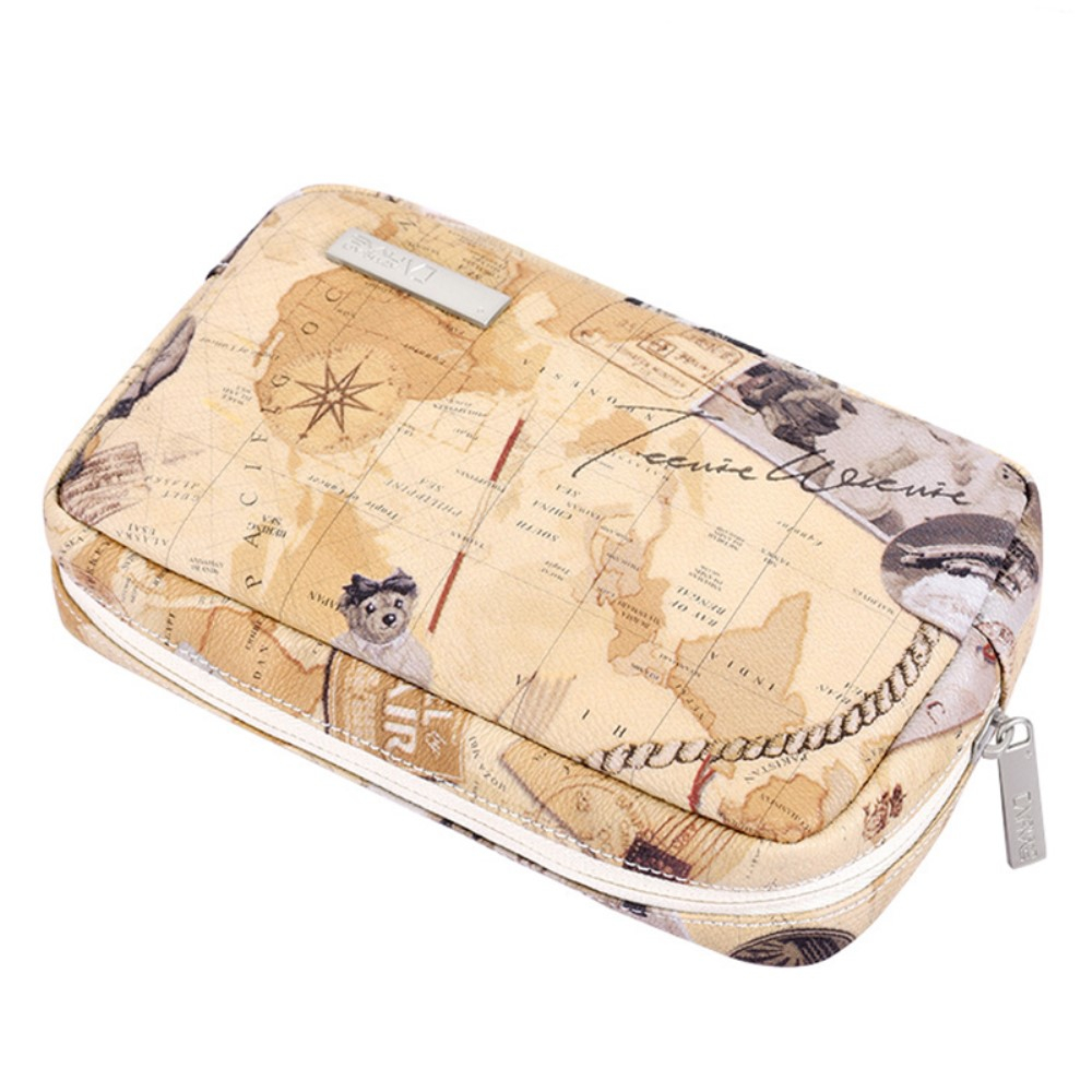 (20x12x7cm) Universal Leder Aufbewahrungs Tasche - Weltkarte