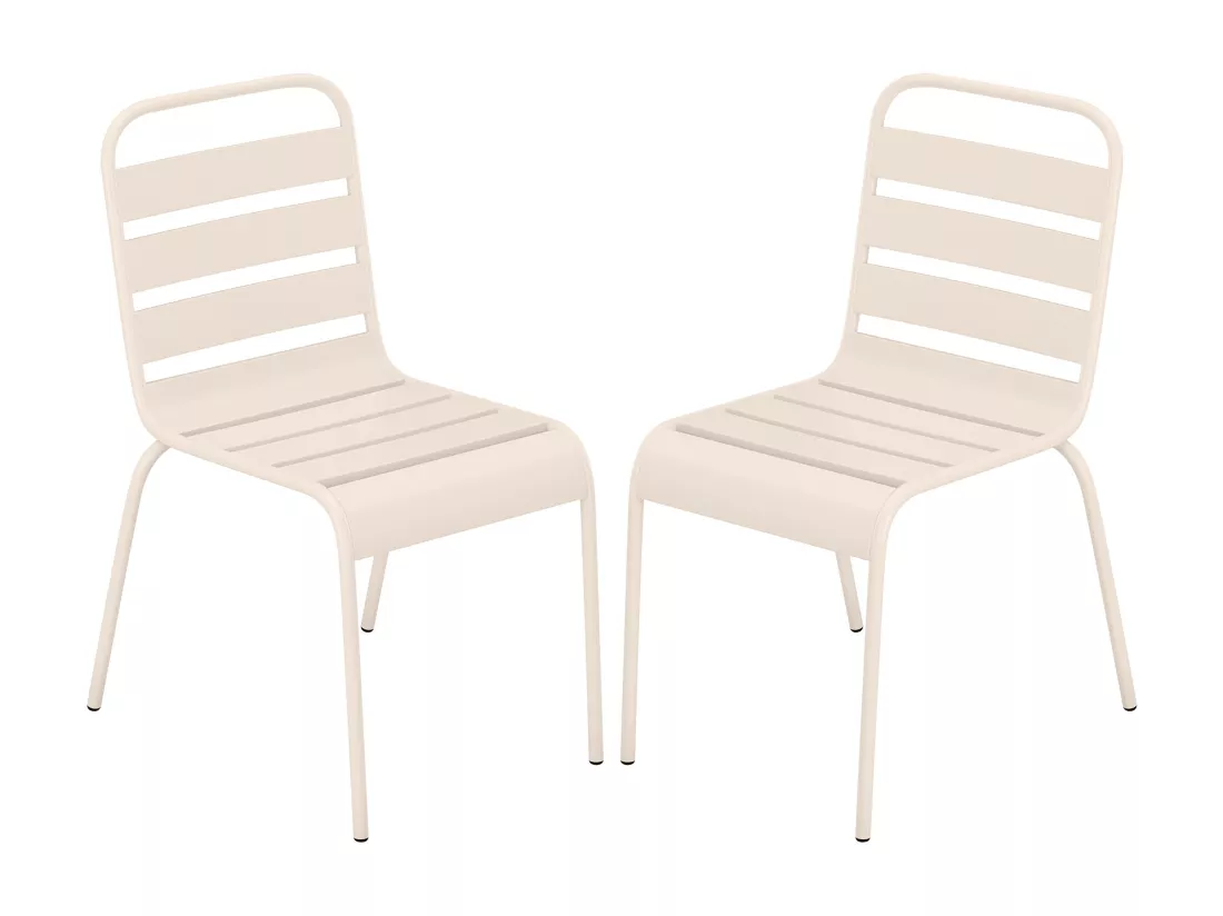 Lot de 2 chaises de jardin empilables en métal - Beige - MIRMANDE de MYLIA
