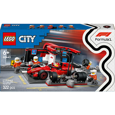 LEGO City F1 pitstop og pitcrew med Ferrari-bil 60443