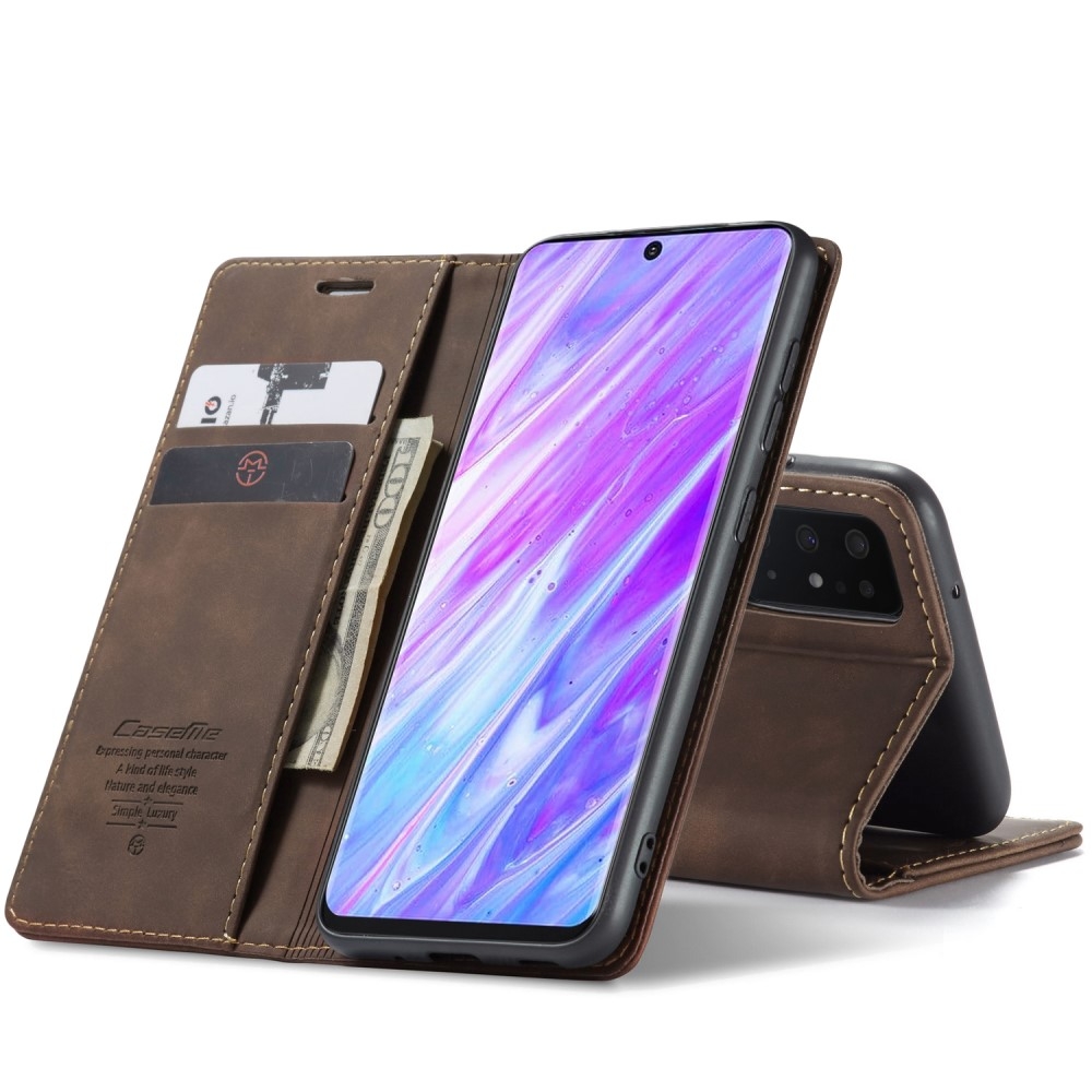 Samsung Galaxy S20 / S20 5G Leder Tasche Flip Wallet Etui mit Kartenfächern - Dunkelbraun