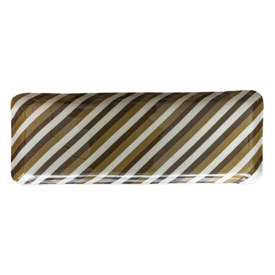 Plateau rectangulaire métal motif bayadère - BECQUET CRÉATION