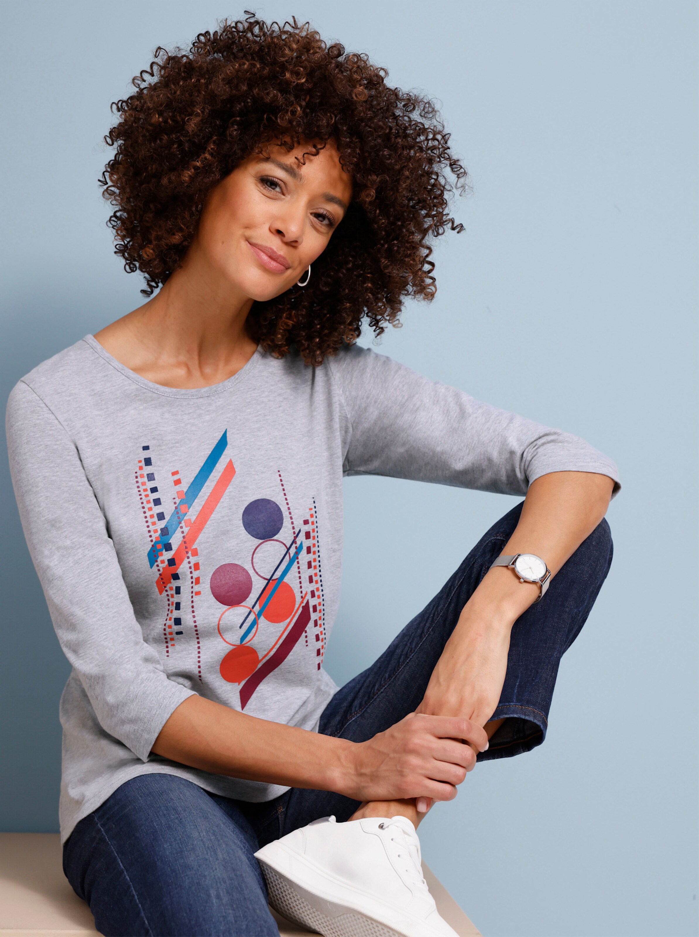 34-Arm-Shirt mit Grafik-Motiv