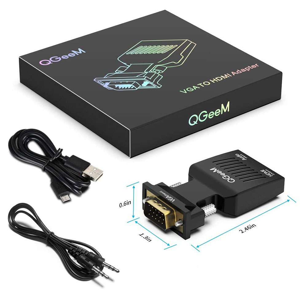 VGA auf HDMI 1080p@60Hz FullHD / VGA / Micro USB / 3.5mm Klinke Adapter - Schwarz