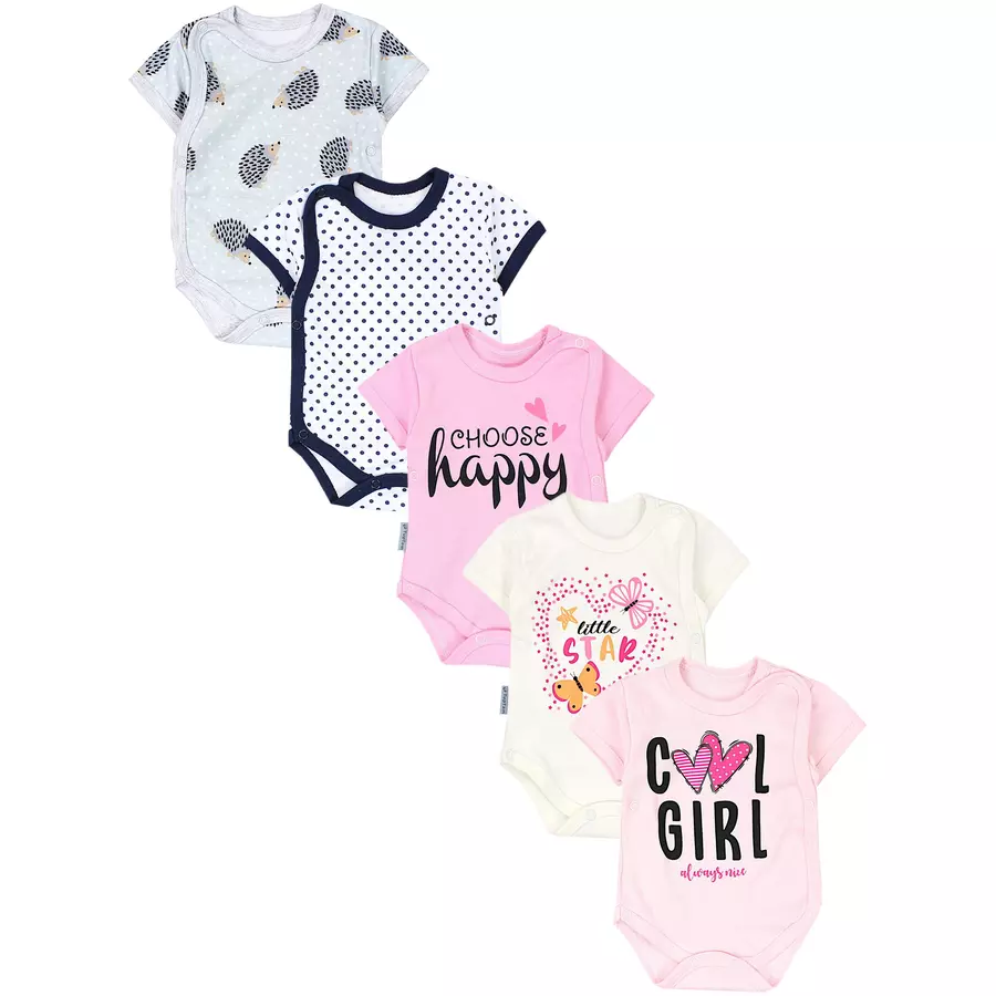 TupTam Baby Mädchen Kurzarm Wickelbody 5er Set apricot