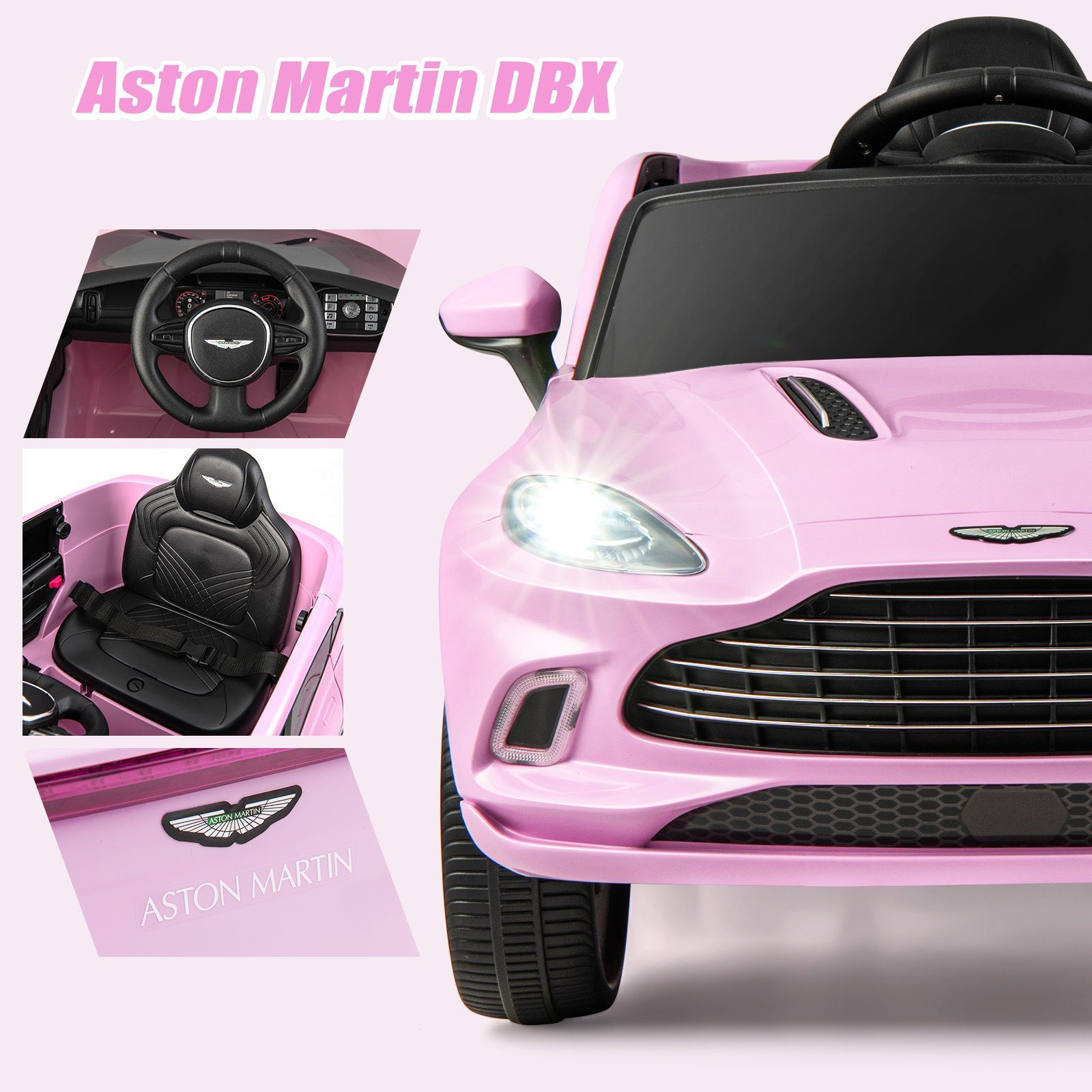 COSTWAY Elektro-Kinderauto 12V Aston Martin, mit verriegelbaren T&uuml;ren & LED