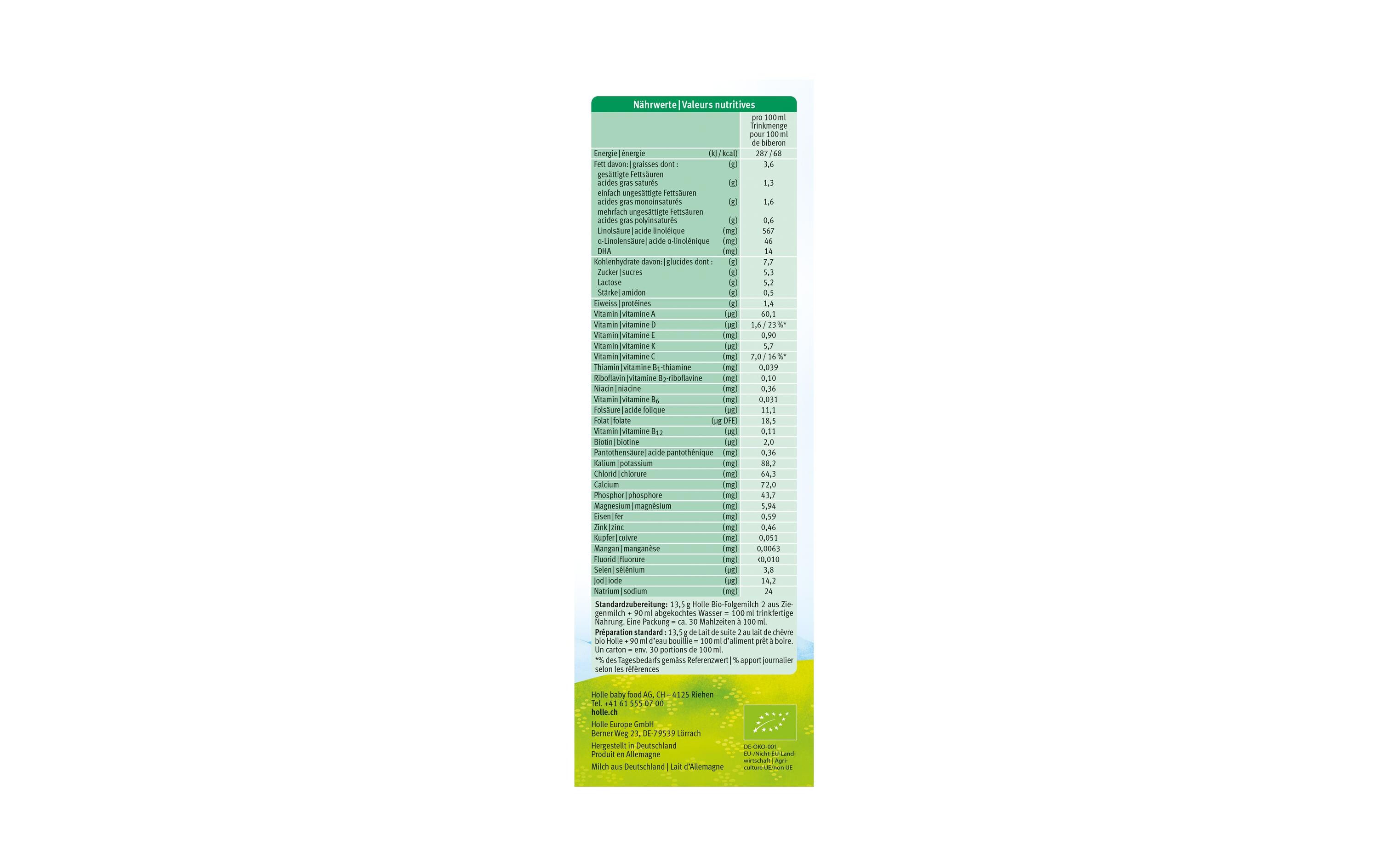 Folgemilch 2 Bio Ziegenmilch 400 gKindermilch aus Ziegenmilch