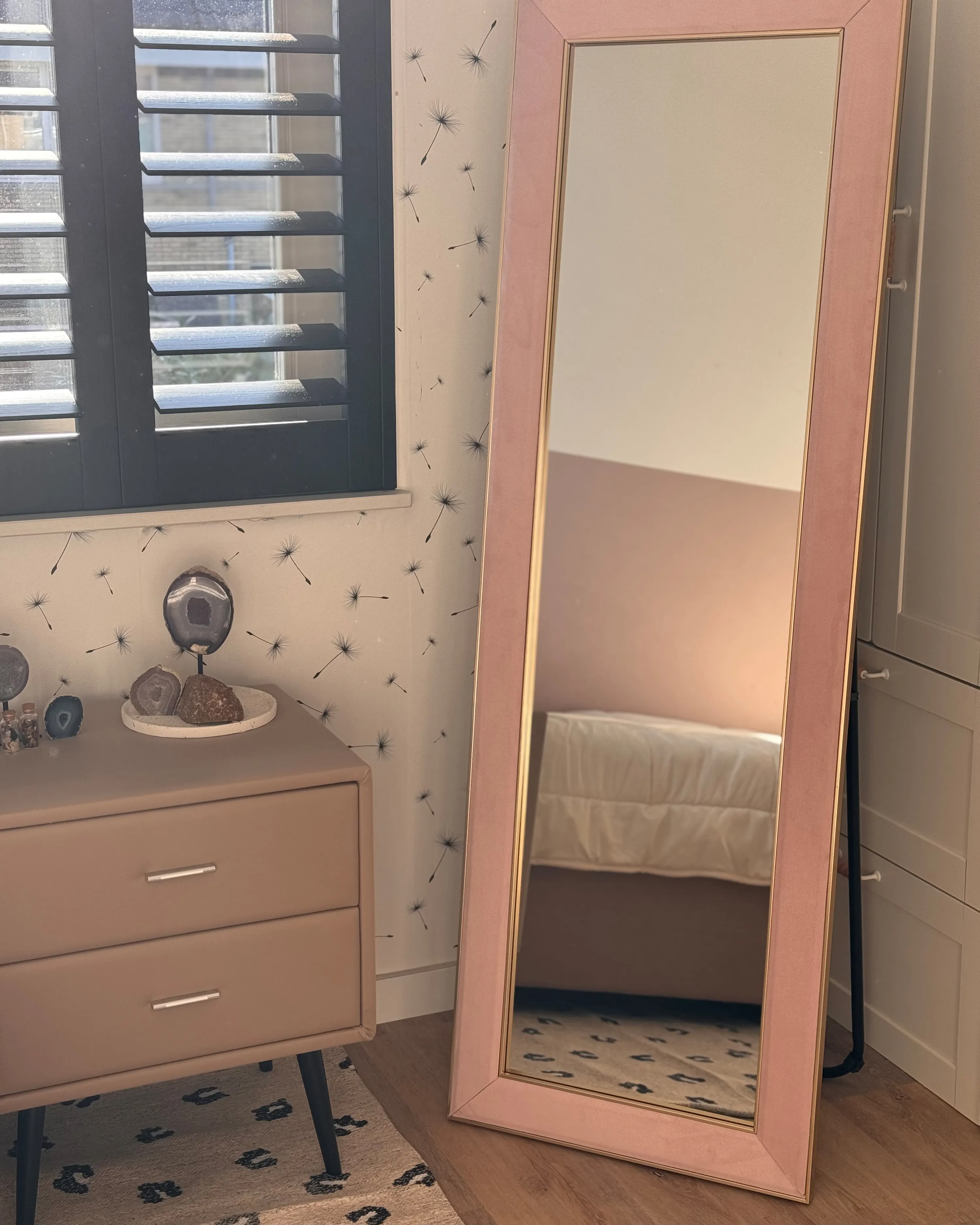 Staande spiegel LAUTREC 150 cm Fluweel Roze
