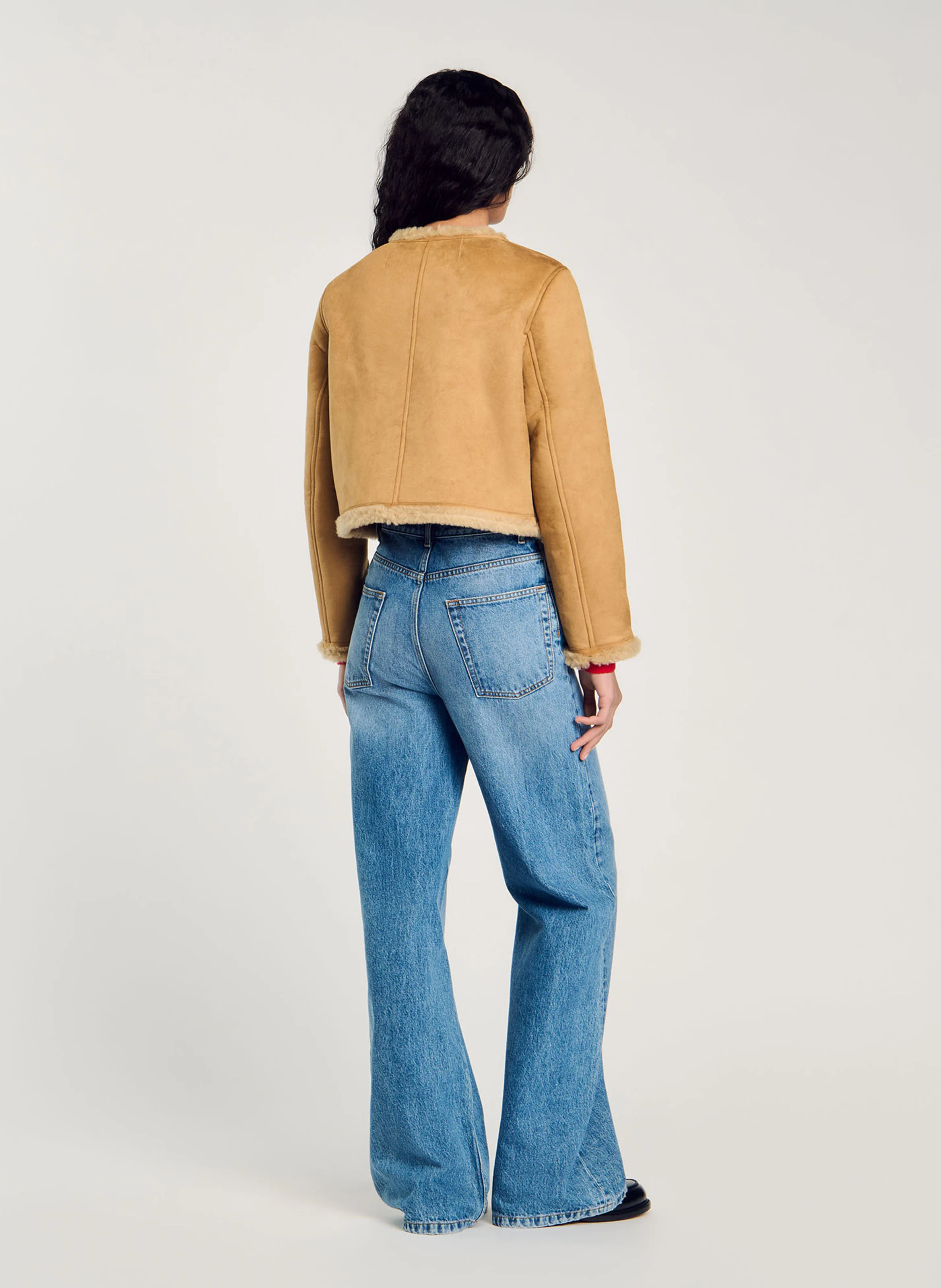 Veste courte effet fourrure | Beige