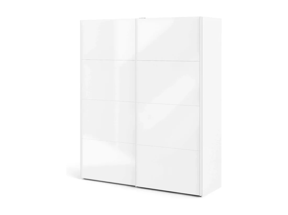 Garde-robe 2 portes Portlouis, Meubles de chambre, Penderie de plain-pied, Placard à vêtements, 182x62 h220 cm, Blanc brillant