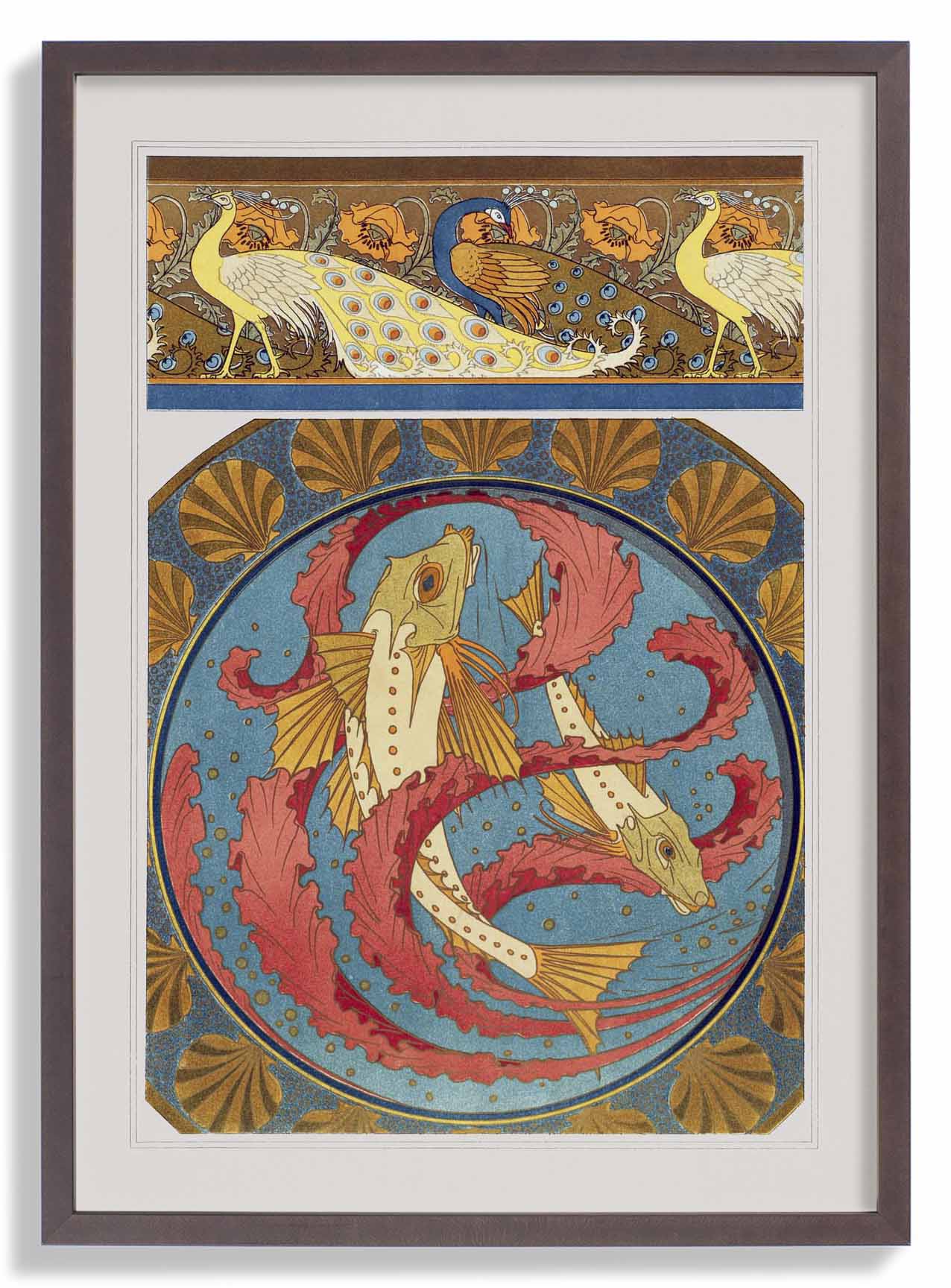 Pfaue und Fische