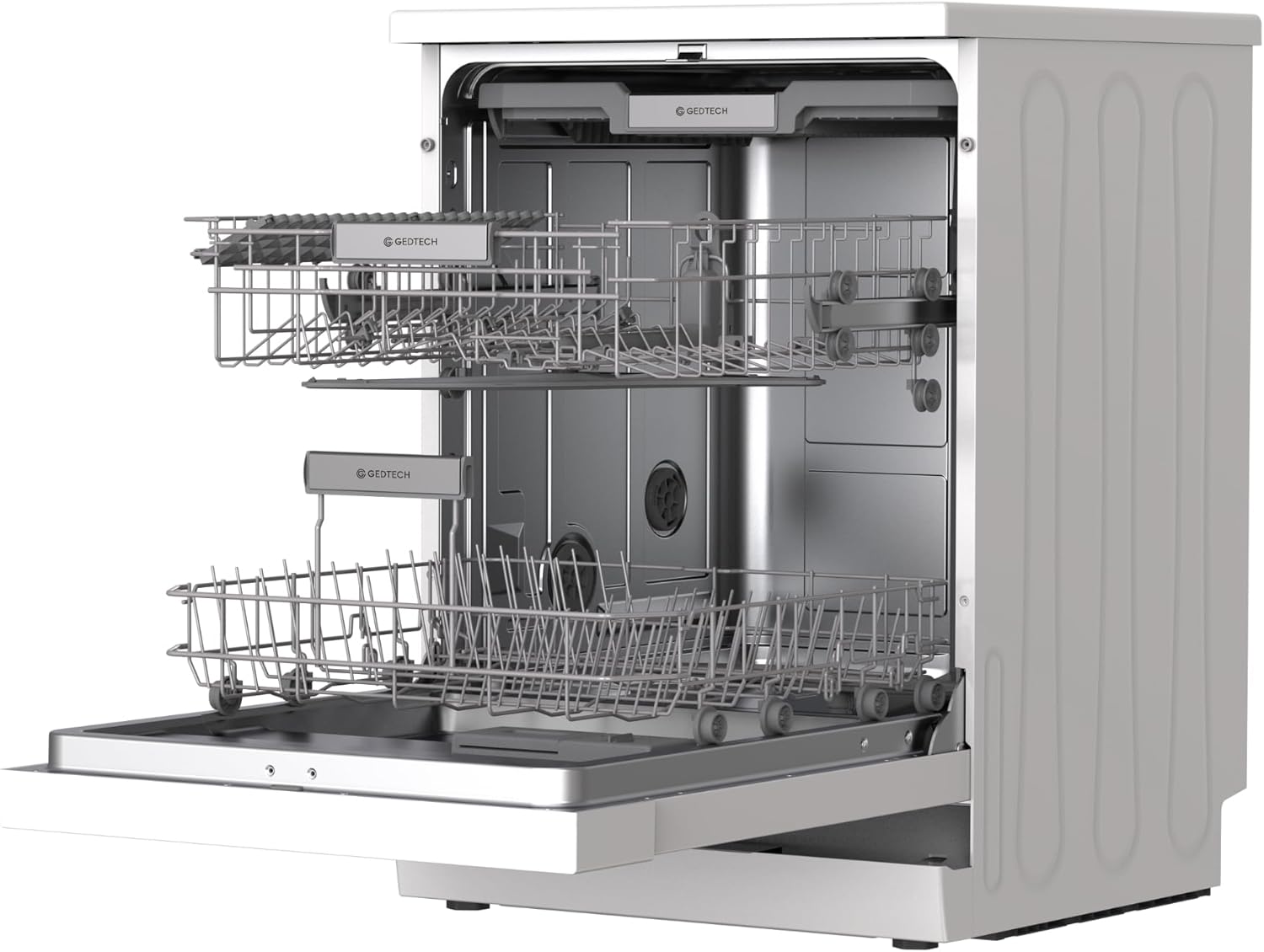 GEDTECH Lave-vaisselle GLV1542DX 15cv - Tiroir à couverts - 42 dB - Ultra silencieux - Départ Différé - Eco - Intensif - Rapide – Faible conso - Classe C - Dark Inox - Protection enfant