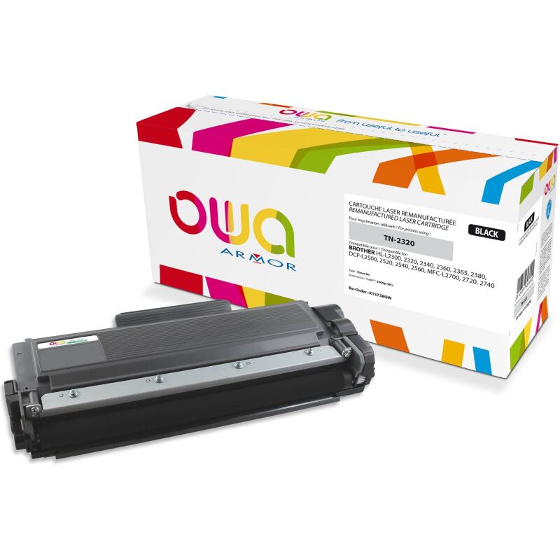 Toner Owa compatible Brother TN2320 haute capacité noir pour imprimante laser