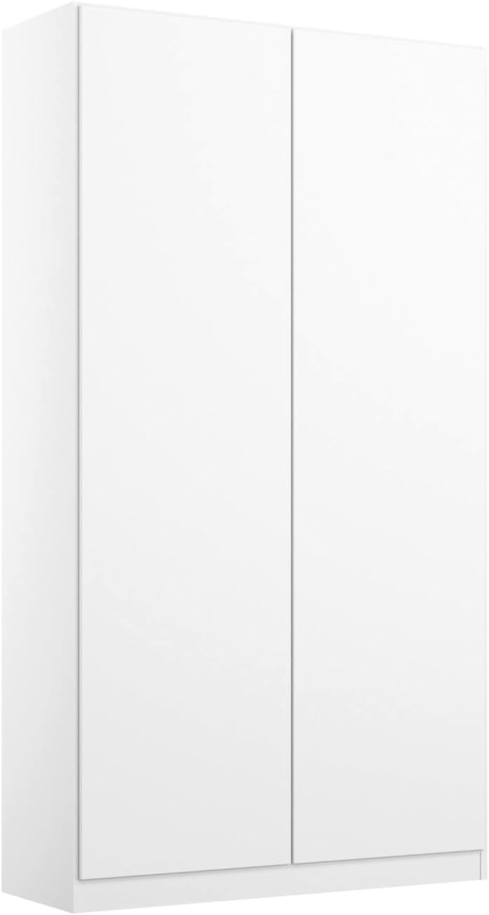 Rauch Möbel Nidda, Drehtürenschrank, Kleiderschrank weiß, Kleiderschränke, Garderobe, Schrank mit Stauraum, 2-türig, grifflos mit Push-to-Open-Funktion, Farbe Alpinweiß, 91x197x54cm