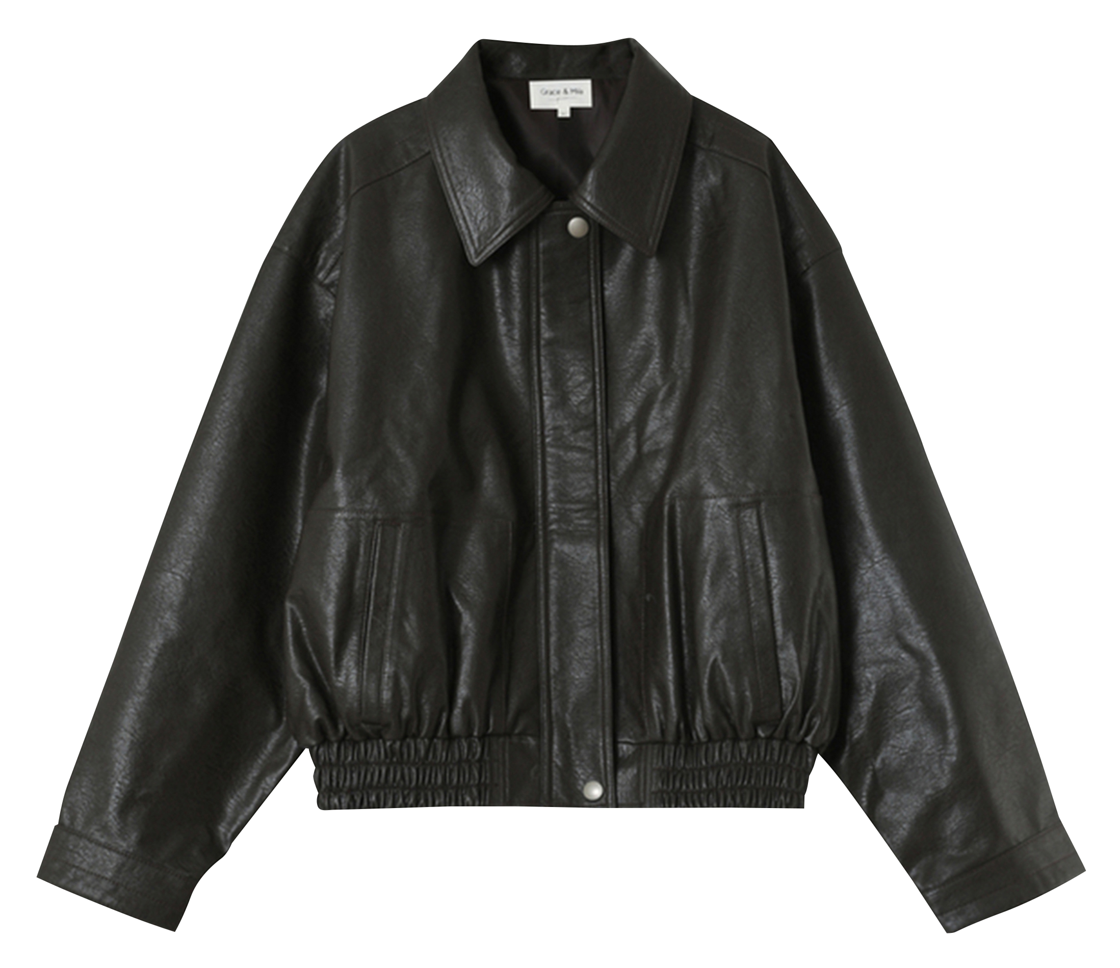 NELLY - Blouse bombardier ample effet cuir| Marron