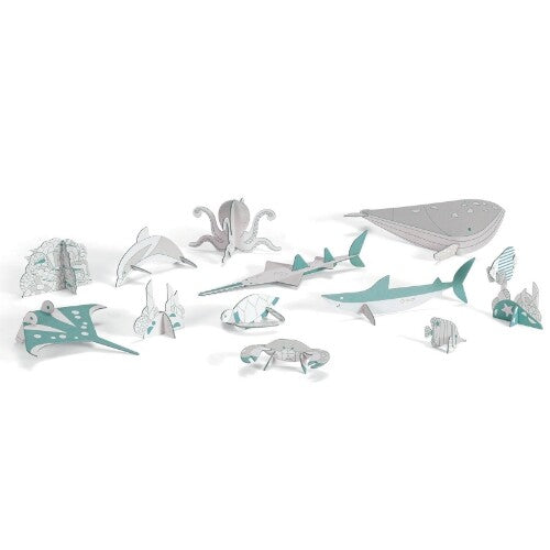 Djeco kleurplaat 3D speelfiguren - oceaan