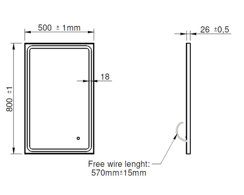 LED-spiegel Mia Zwart 50 x 80 cm IP44 zwart
