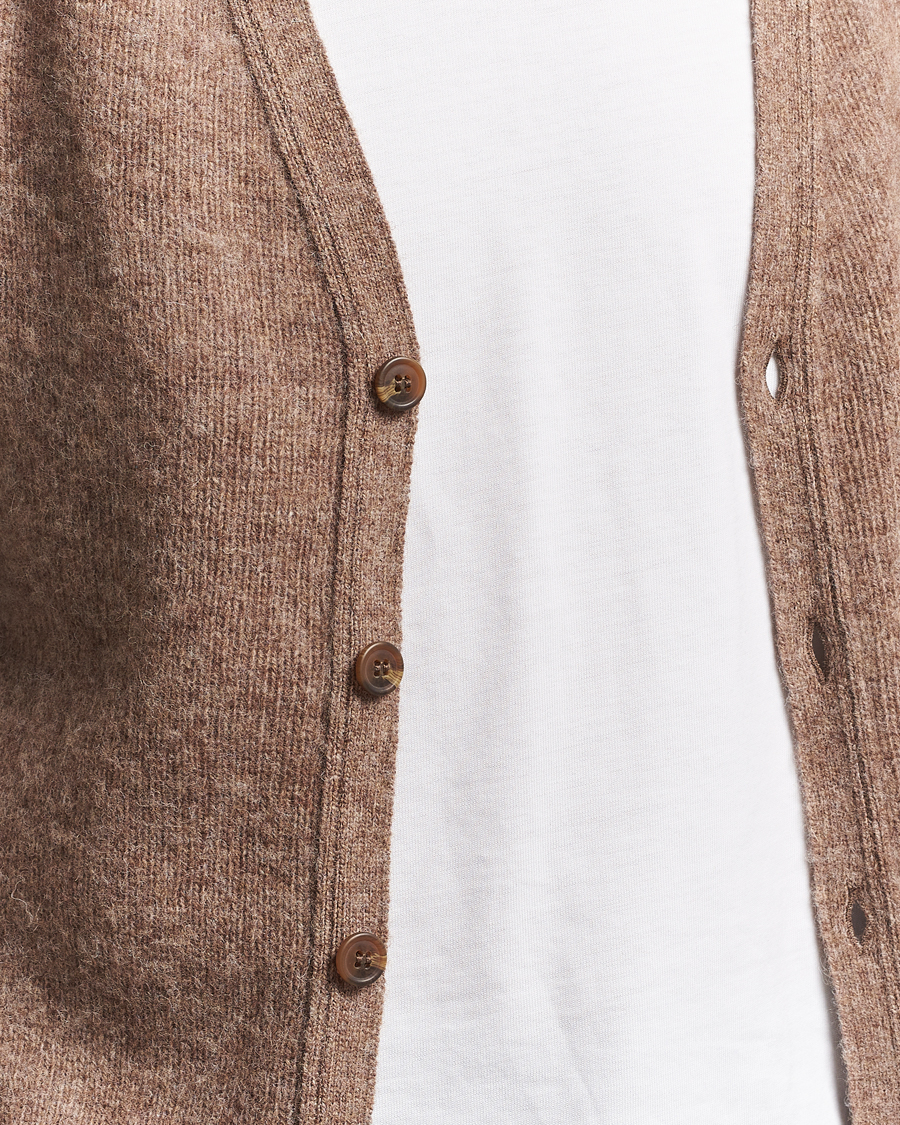 Harley Of Scotland Brushed Supersoft Lambswool Cardigan Tundra