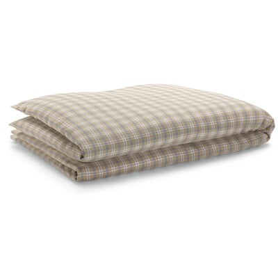 Bettbezug Flanell kariert, Beige-Blau, 135 × 200 cm