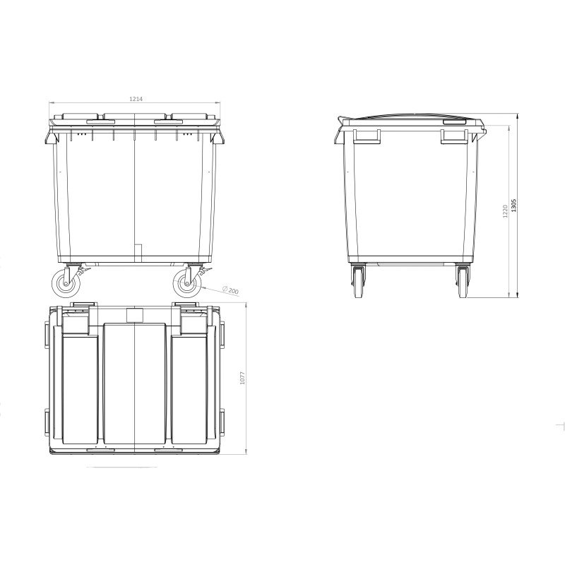 Conteneur à déchets 4 roues 1000 litres extérieur